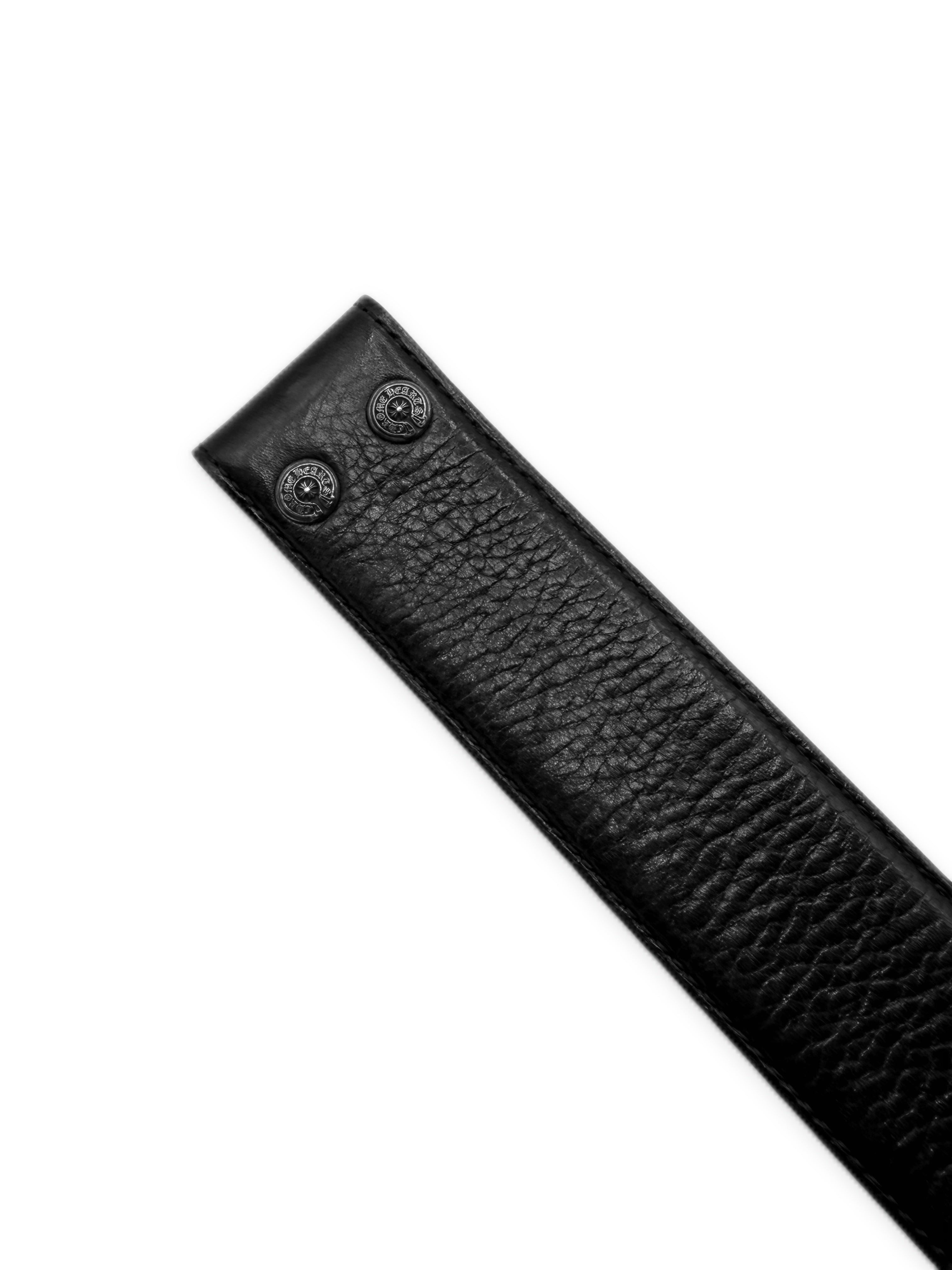 Chrome Hearts Black Leather .925 Silver Belt Strap