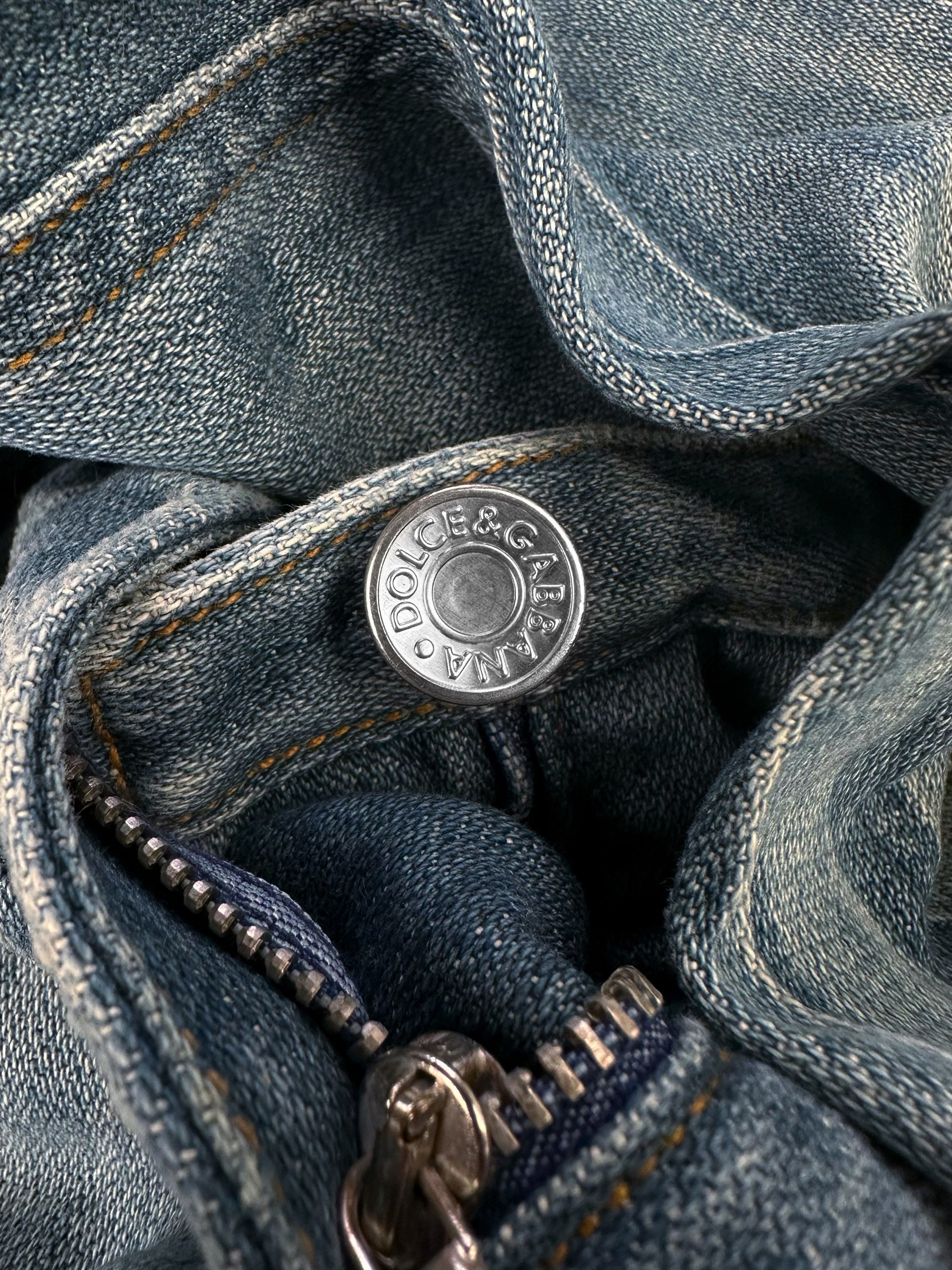 Dolce & Gabbana Blue Wash Distressed Flared Denim