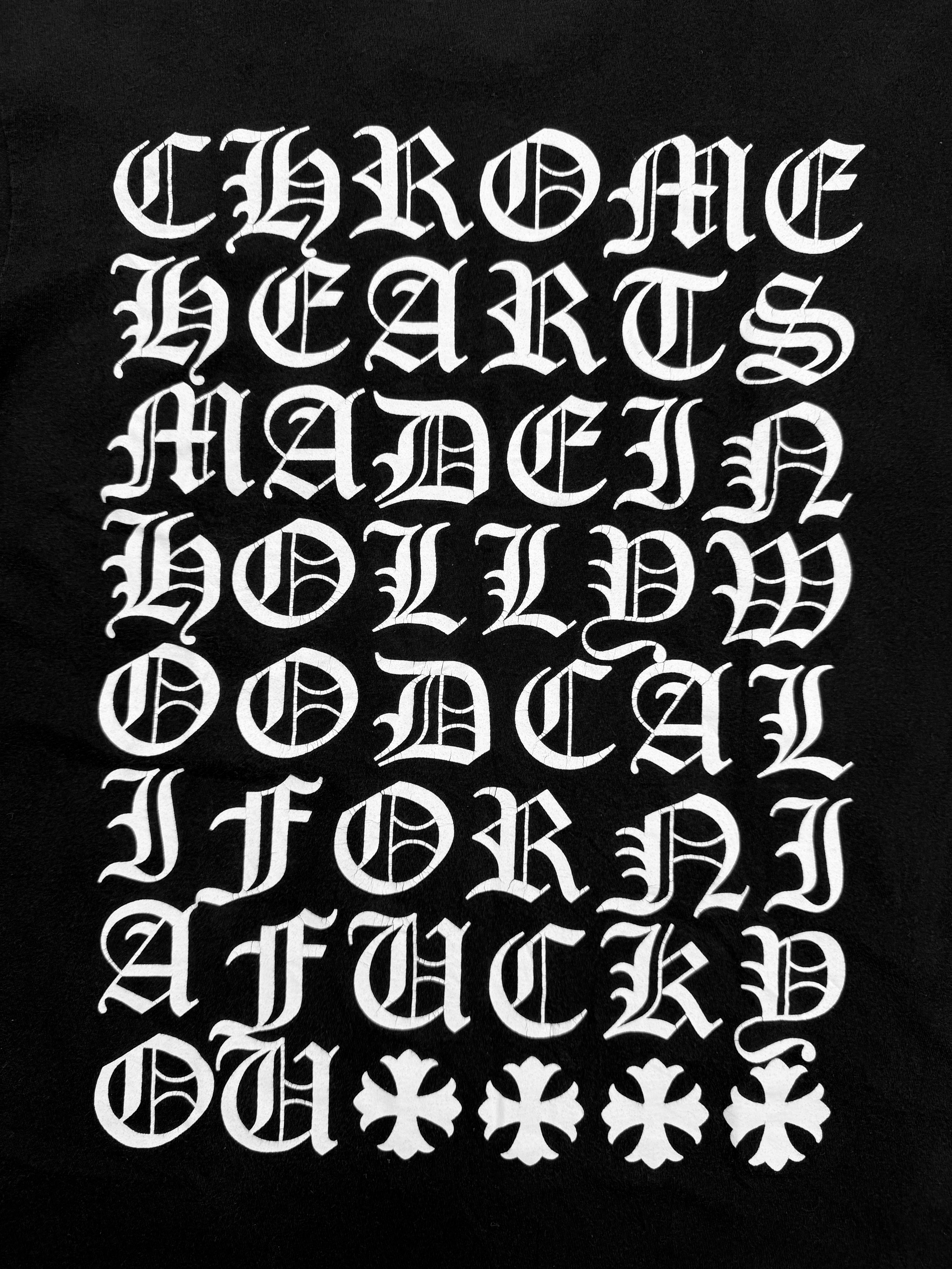 Chrome Hearts Hollywood Exclusive Eye Chart Black Script T-Shirt