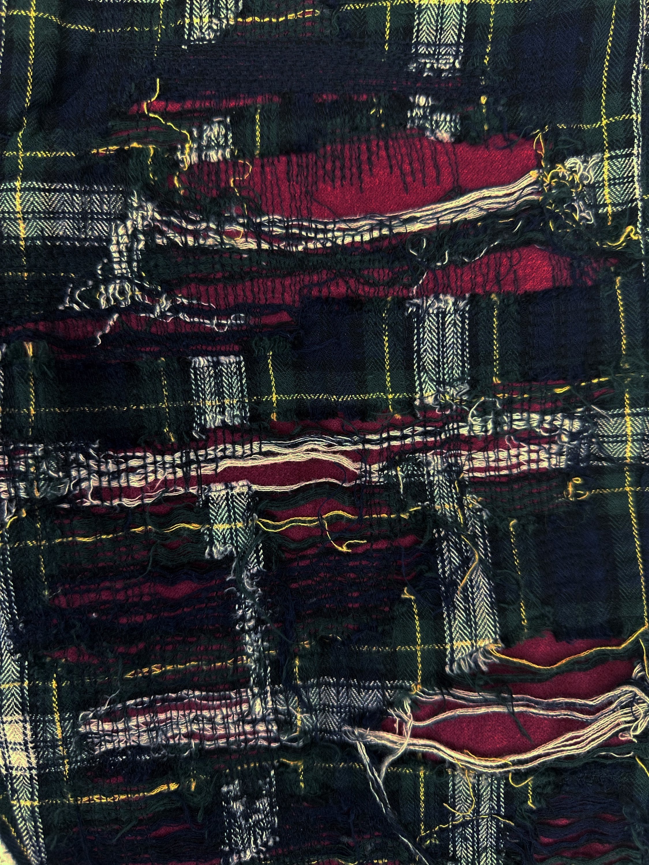 00s Junya Watanabe Plaid Distressed Cropped Two Tone Pants