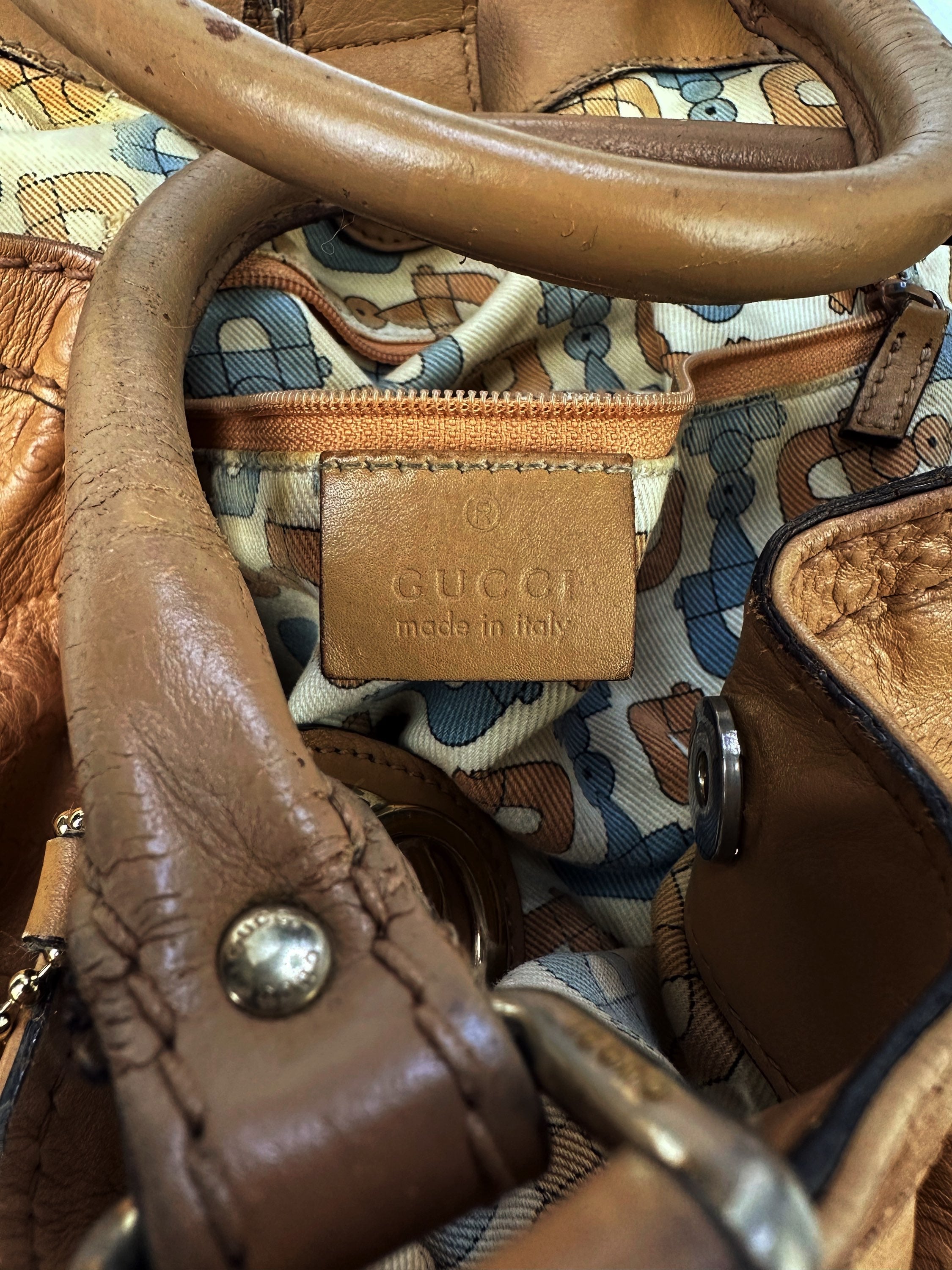 Gucci Beige ‘Guccissima’ Embossed GG Monogram Leather Handbag
