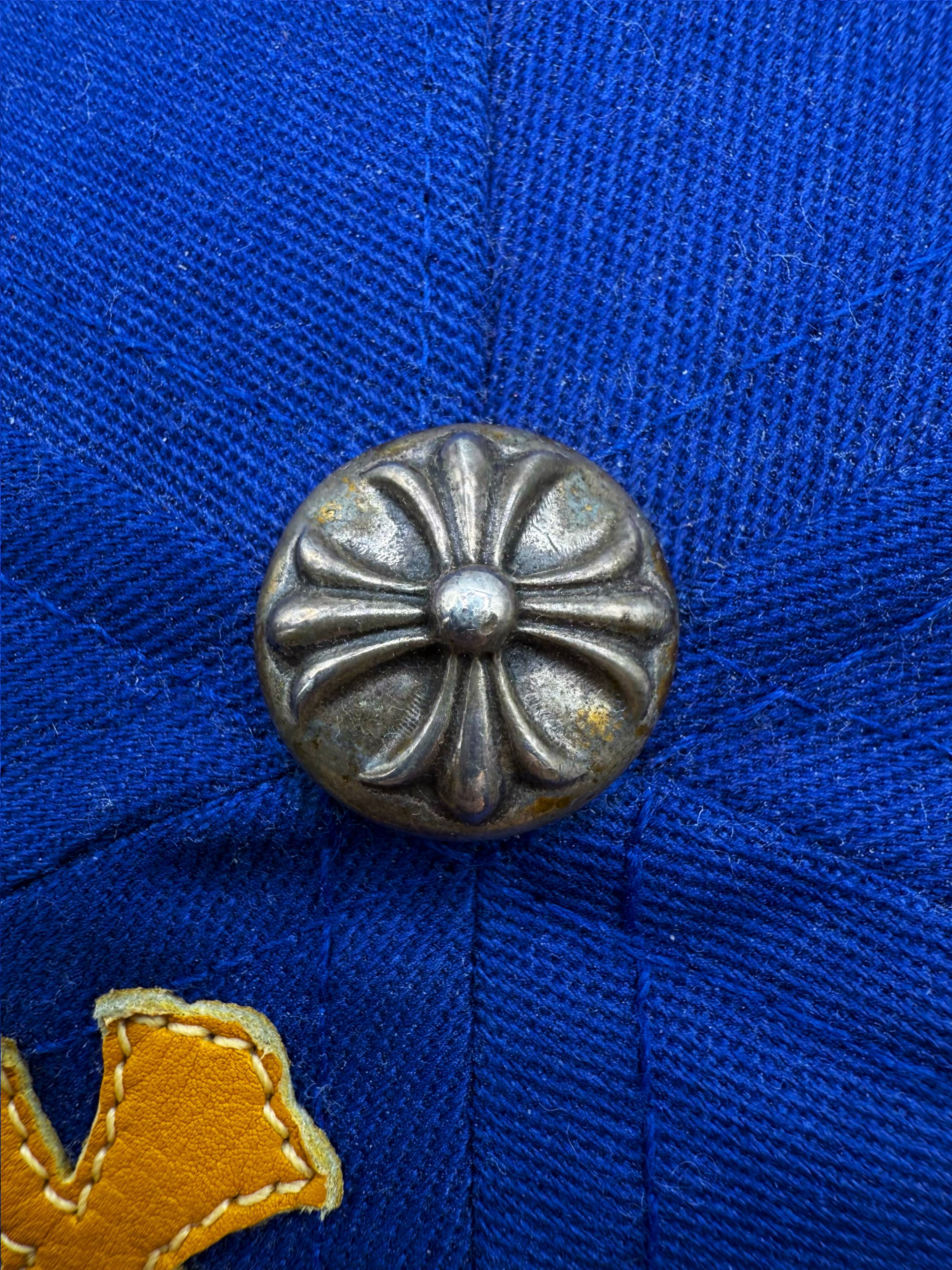 Chrome Hearts Yellow Cross Patch CH Blue Trucker Hat