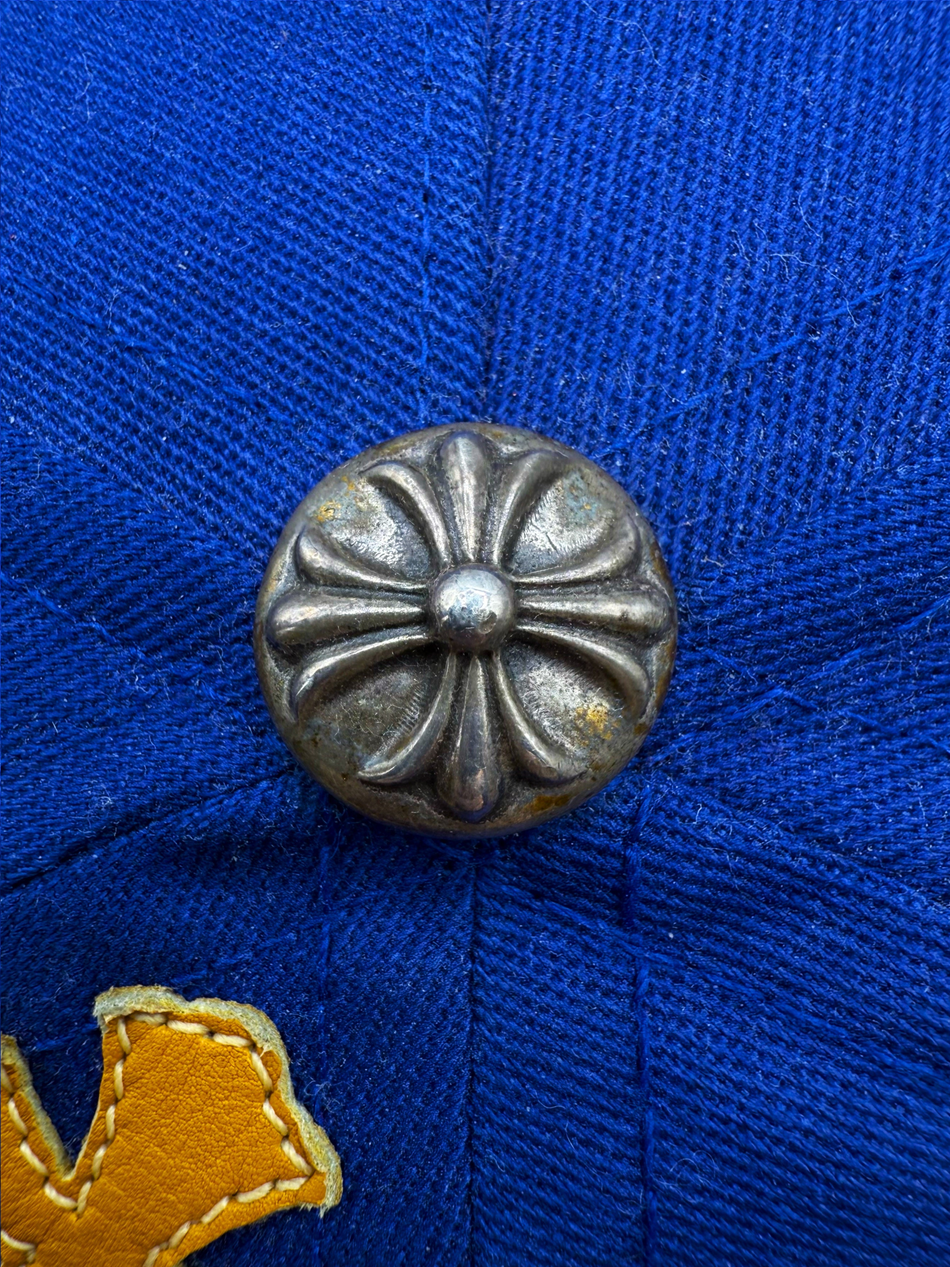 Chrome Hearts Yellow Cross Patch CH Blue Trucker Hat