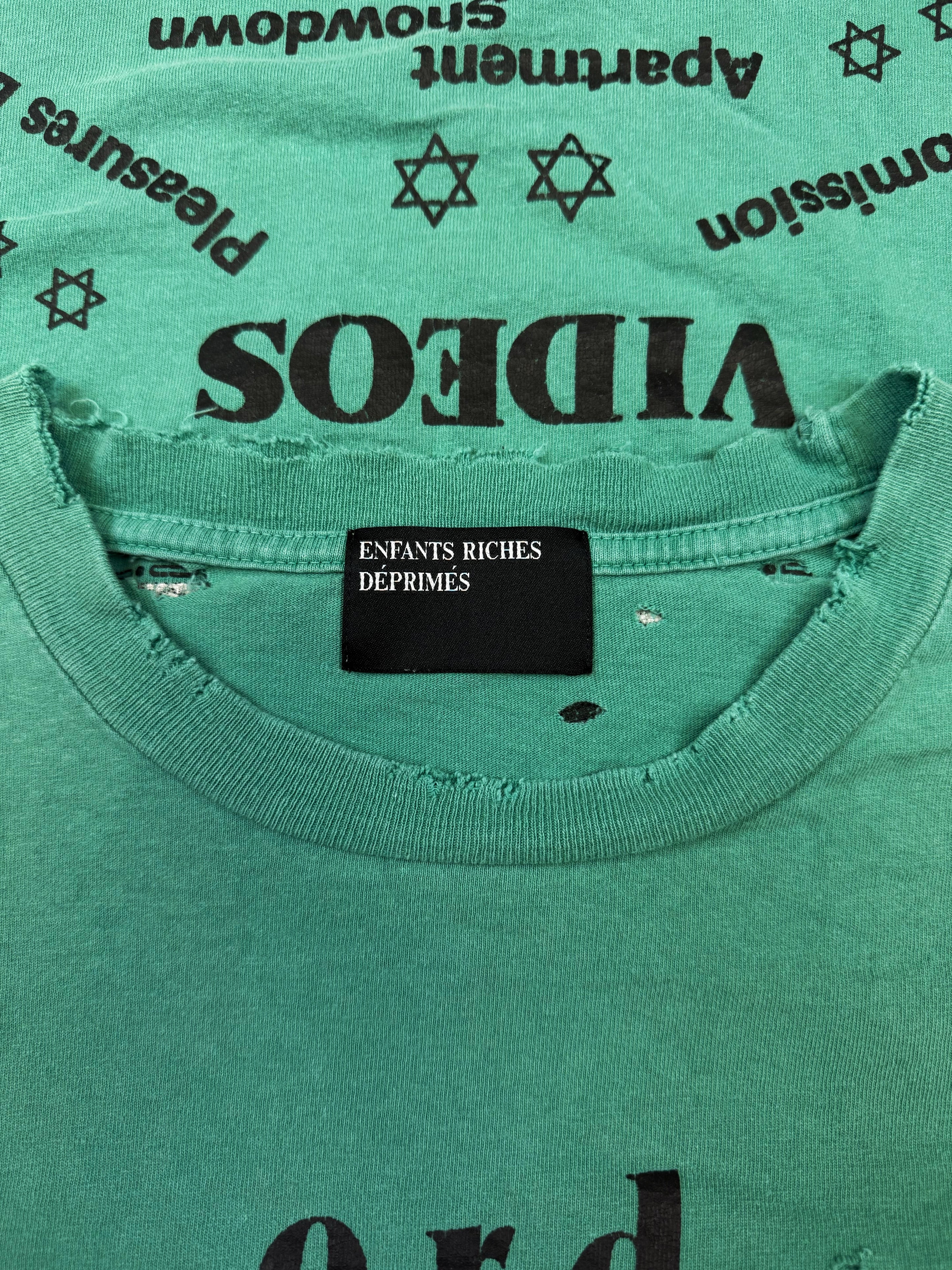 Enfants Riches Deprimes ‘Pleasures Denied’ Teal Distressed Long Sleeve