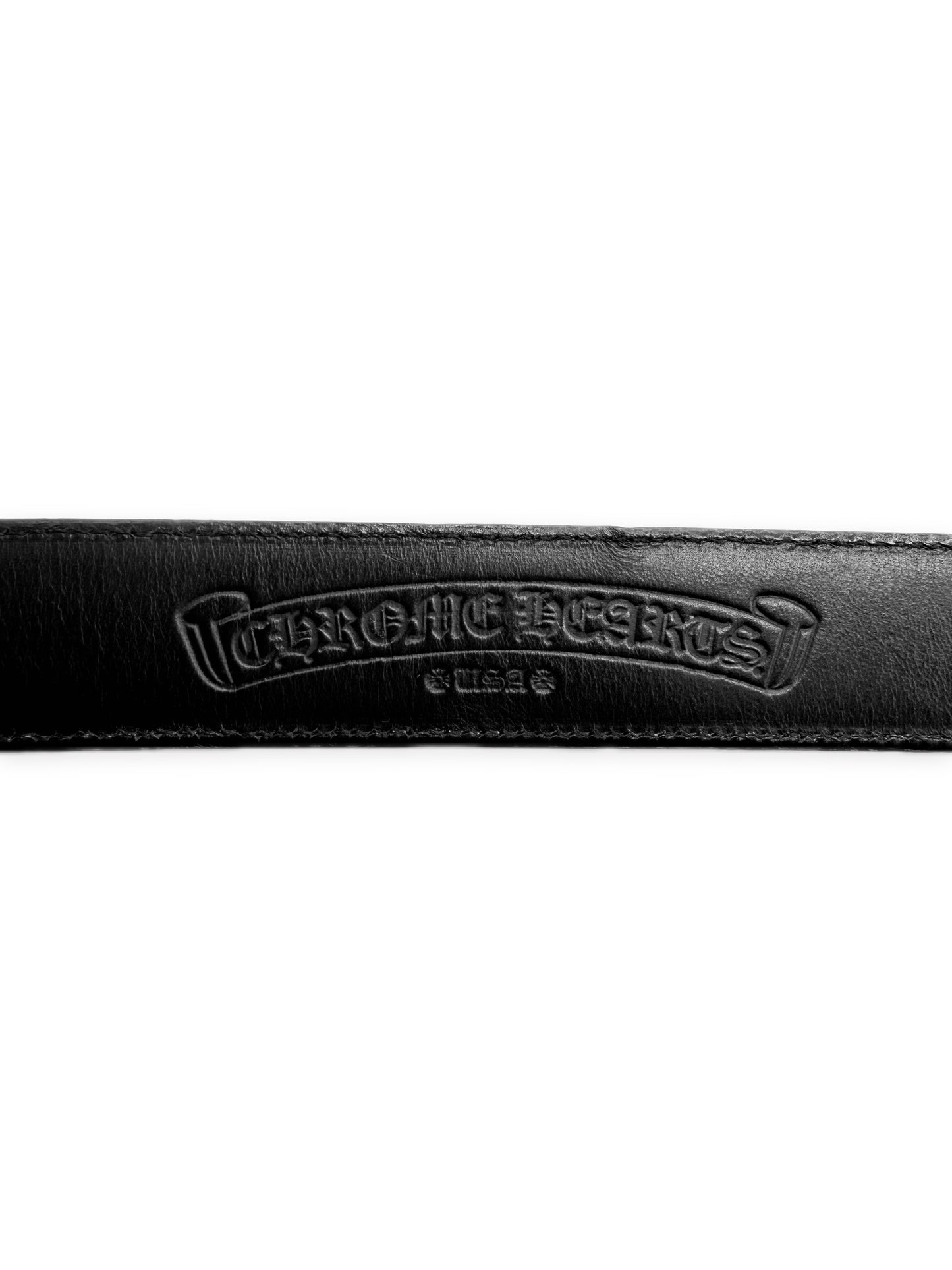 Chrome Hearts Waxed Punk Studded Oval Black Leather Belt