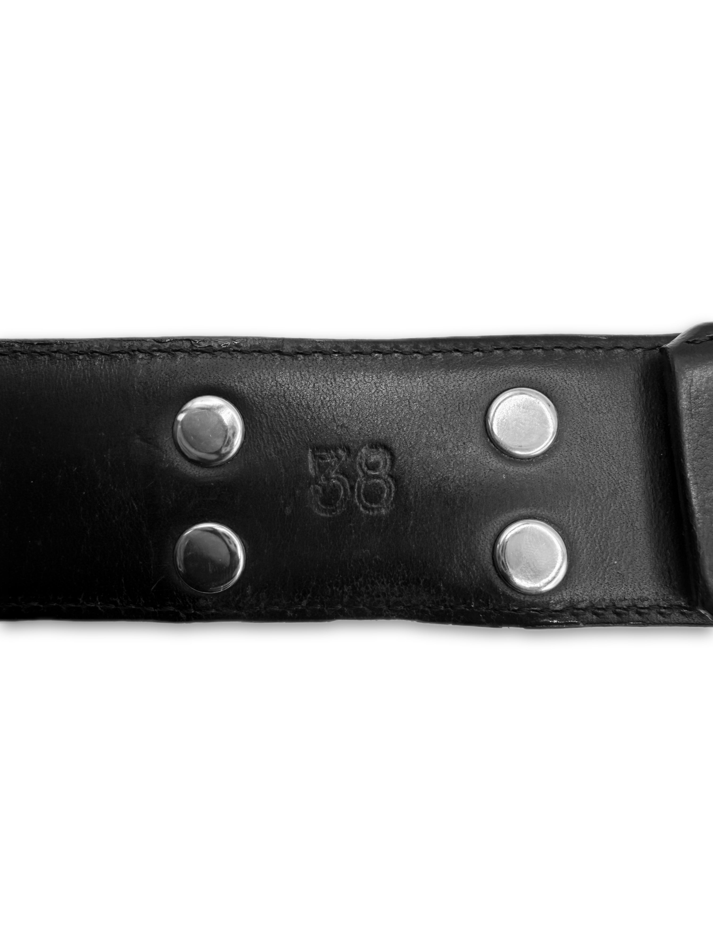 Chrome Hearts Flooded Dagger Monogram .925 Silver Black Leather Strap