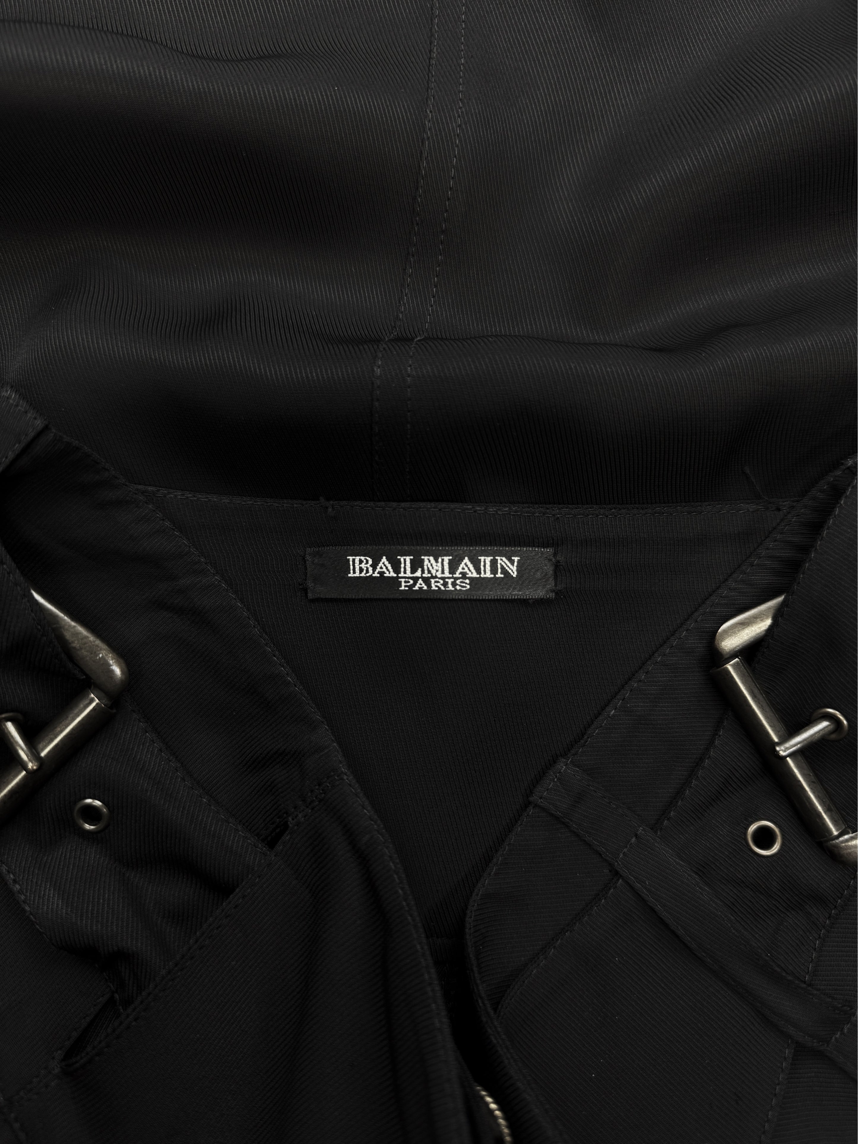Balmain Belted ‘Coin’ Button Black Pleated Skirt