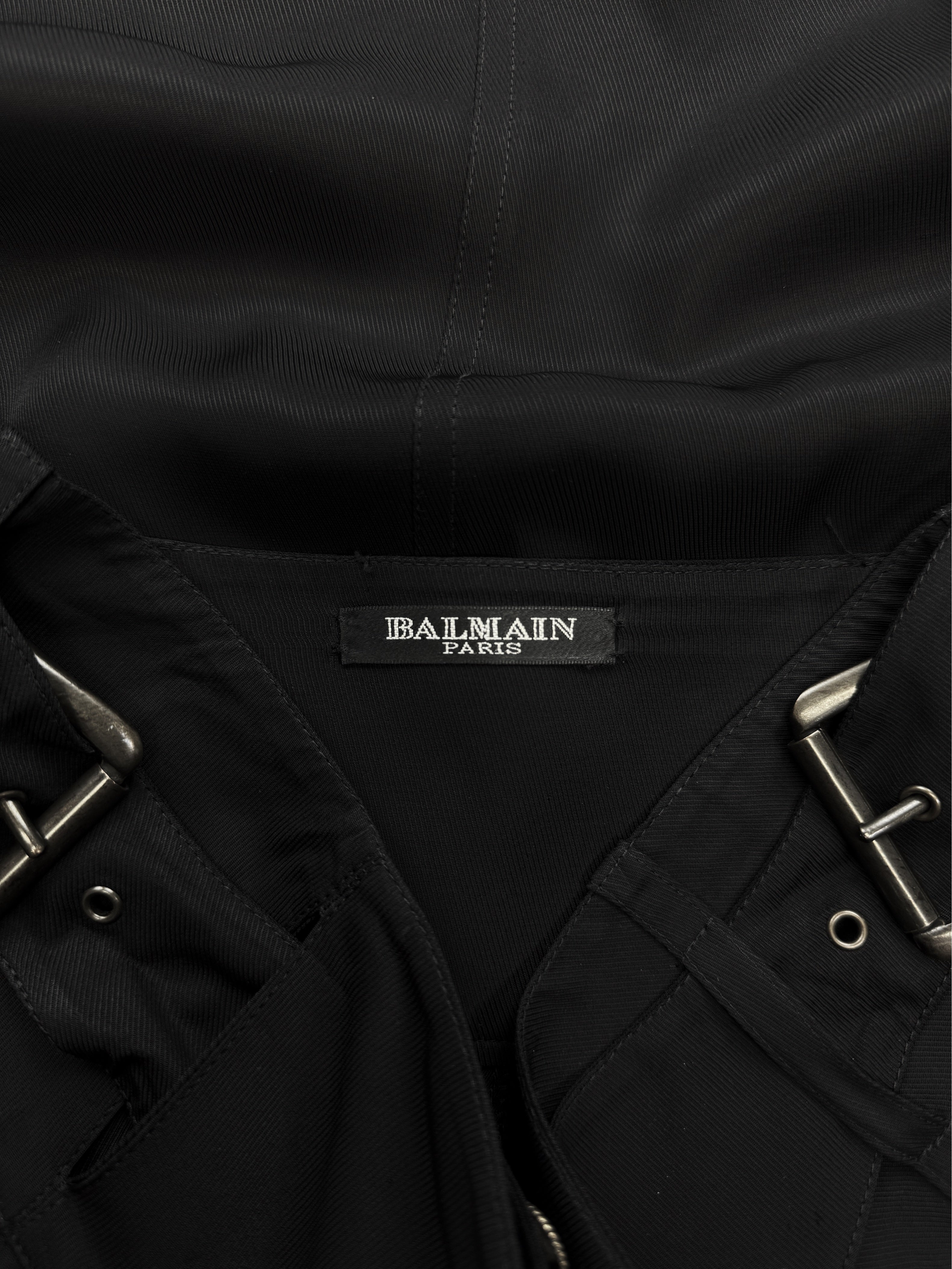 Balmain Belted ‘Coin’ Button Black Pleated Skirt