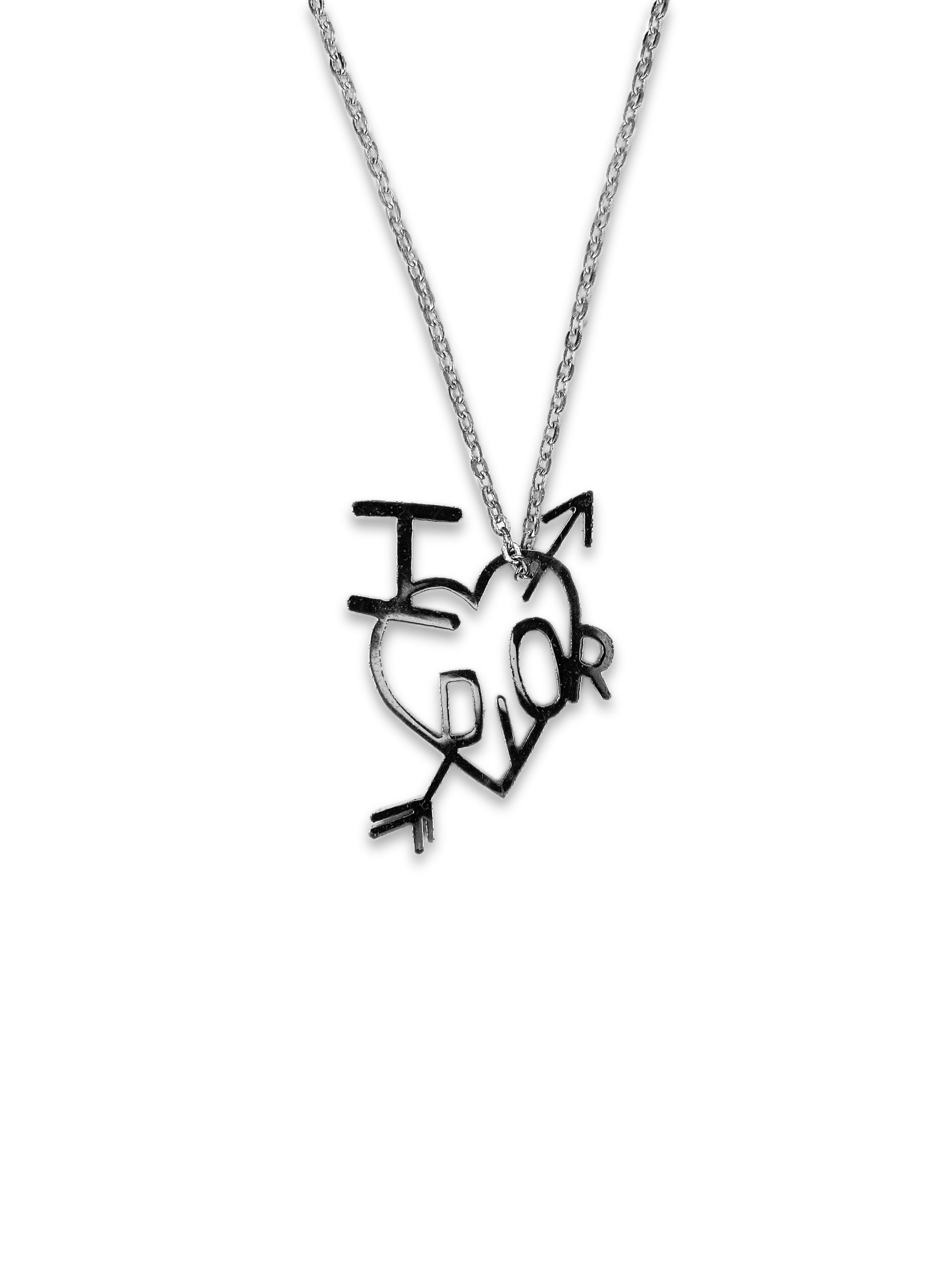 00s Dior ‘I Love Dior’ Silver Pendant Necklace