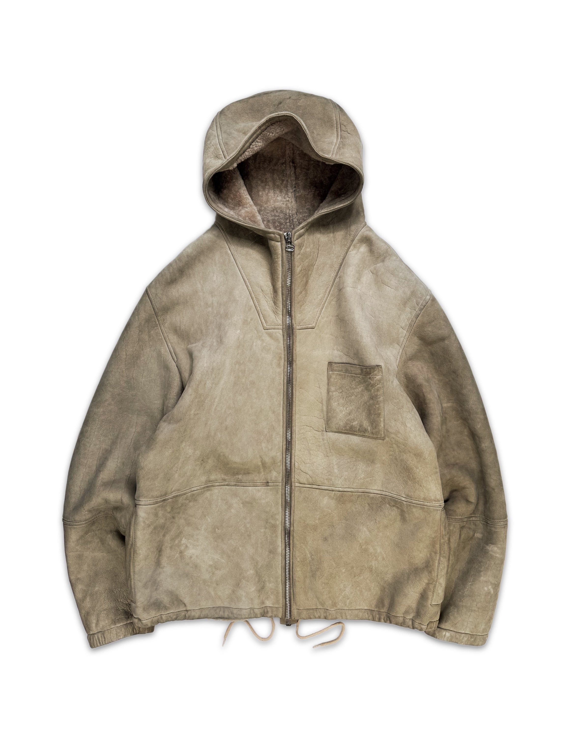 AW04 Helmut Lang SAMPLE ‘Camel Leather’ Heavy Weight Hooded Parka