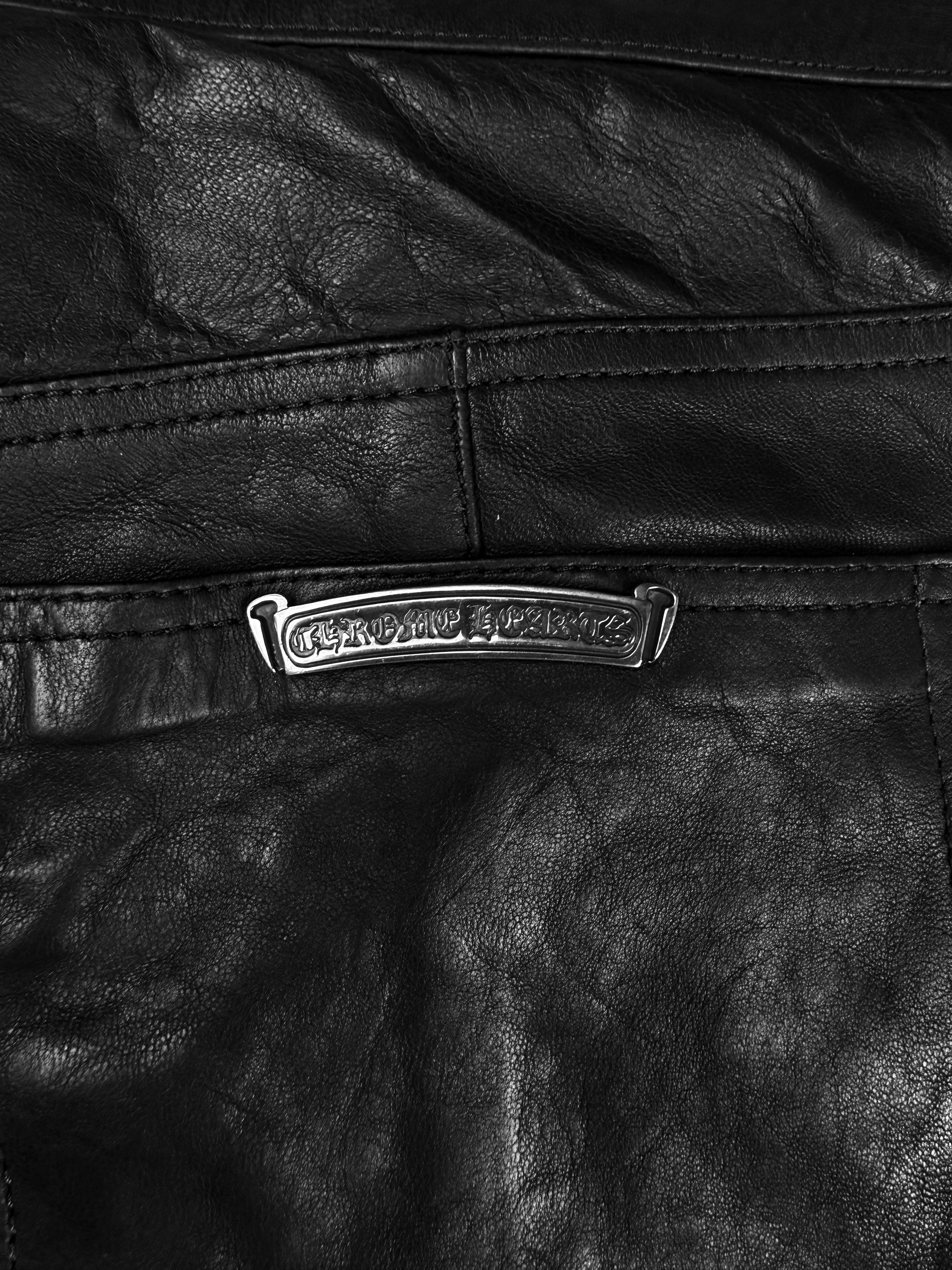 Chrome Hearts ‘Fuck You’ 20 Cross Patch Flooded JVP Lambskin Leather Pants