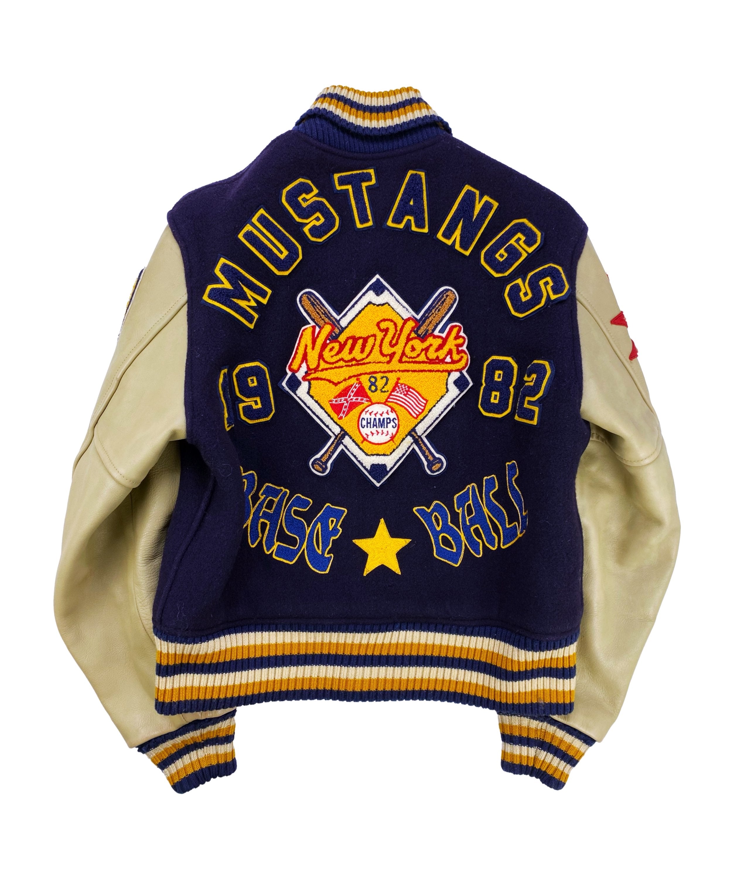 00s Whitesville ‘New York Mustangs’ 32 Ounce Leather Varsity Jacket