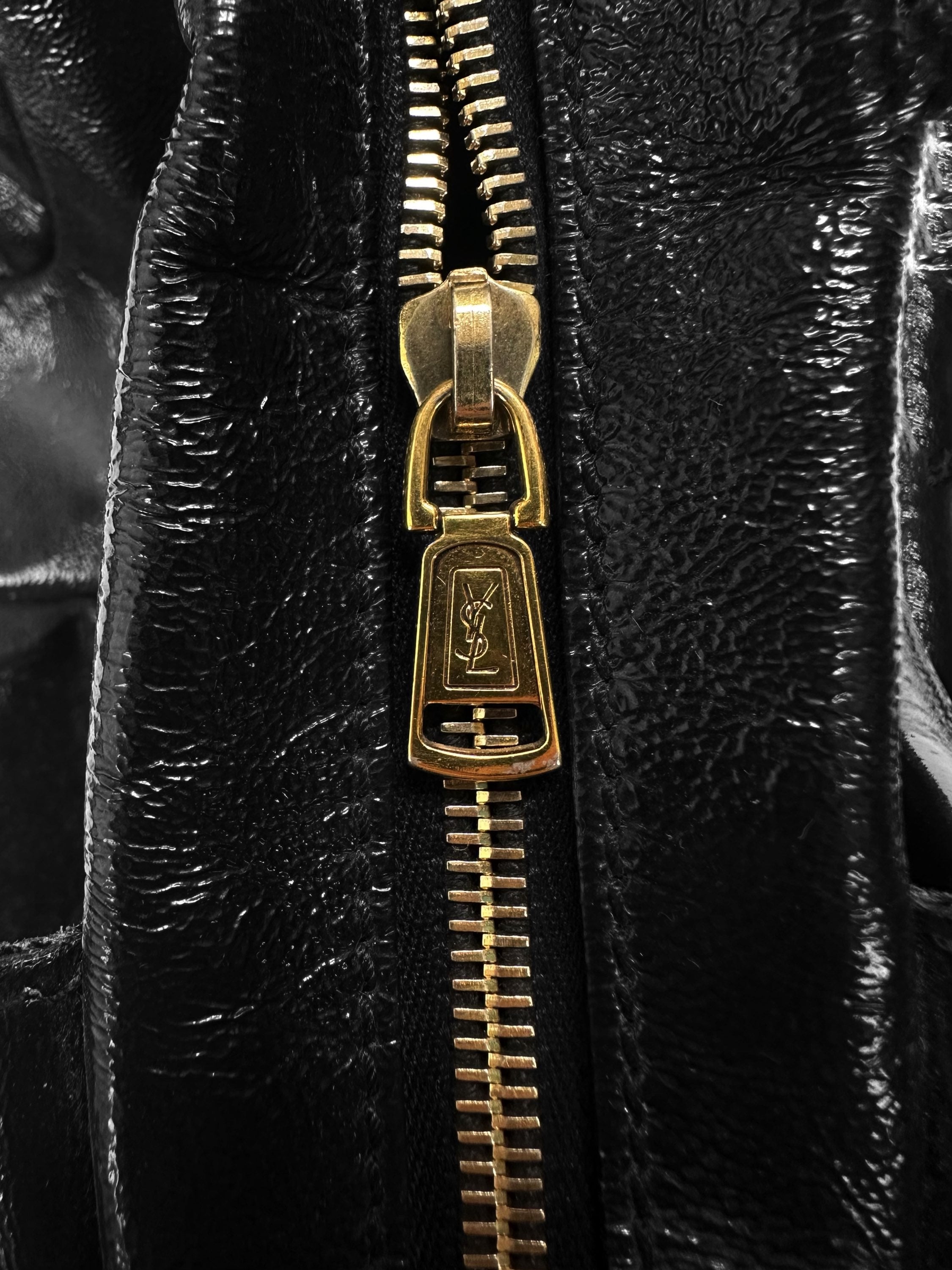 Yves Saint Laurent Patent Leather Gold Hardware Hand Bag