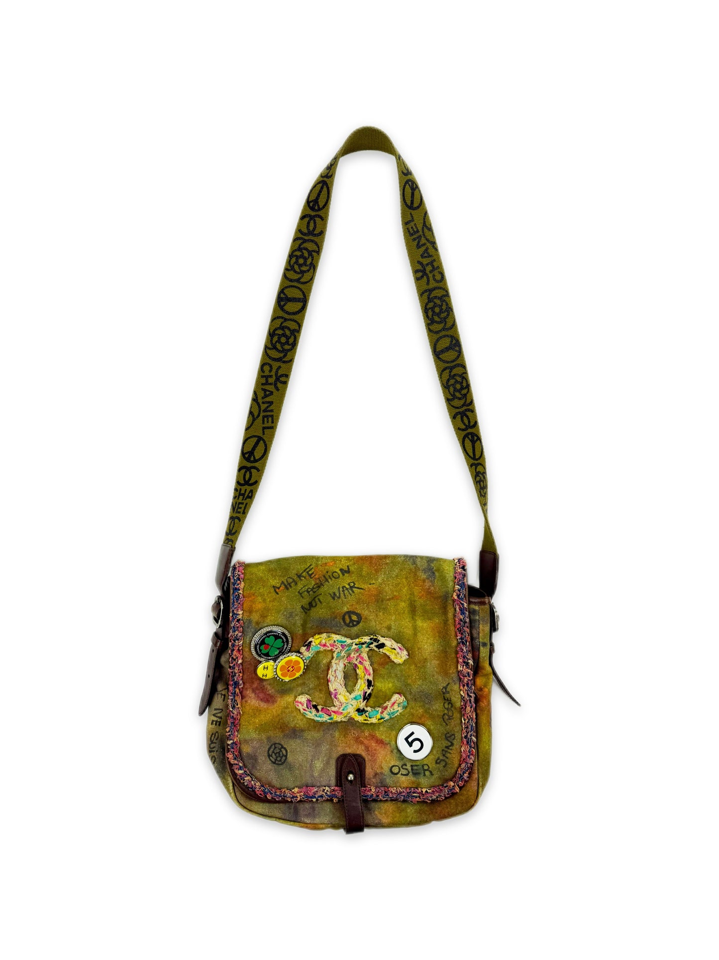 SS15 Chanel Graffiti ‘On The Pavements’ Canvas Crossbody Flap Messenger Bag
