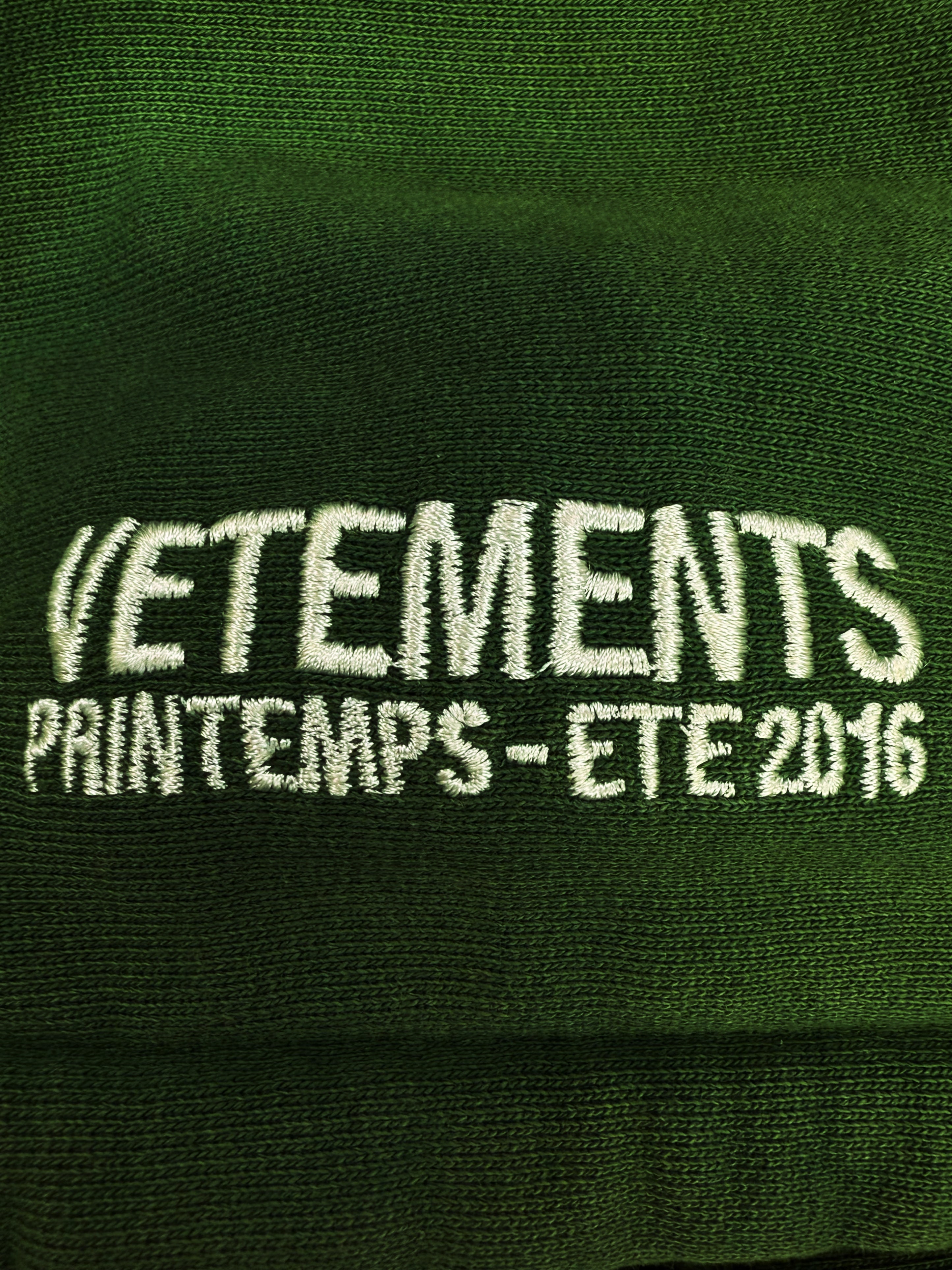 SS16 Vetements x Champion ‘Polizei’ Reversible Cropped Green Hoodie