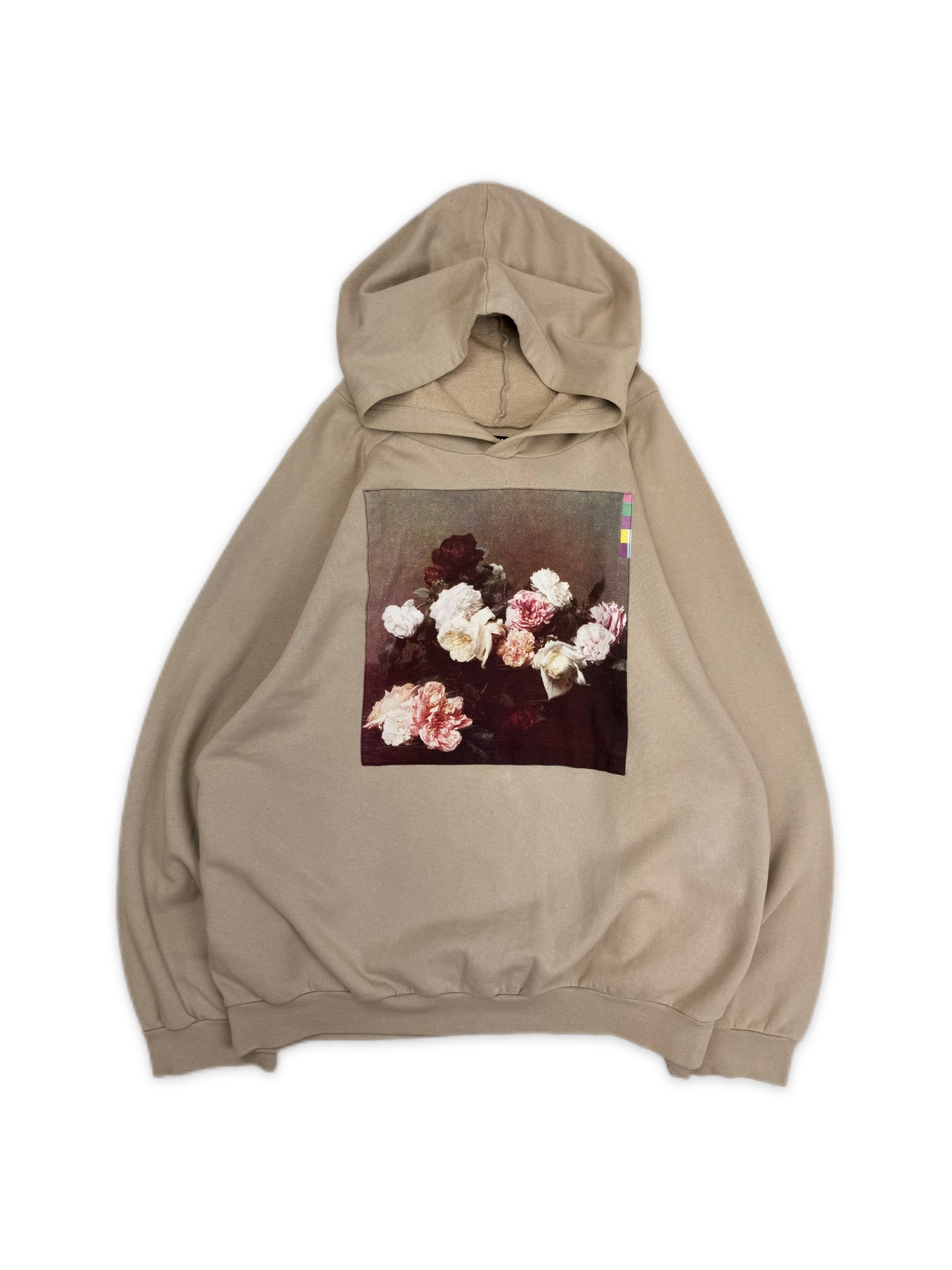 AW03 Raf Simons PCL Closer Raglan New Order Beige Graphic Hoodie