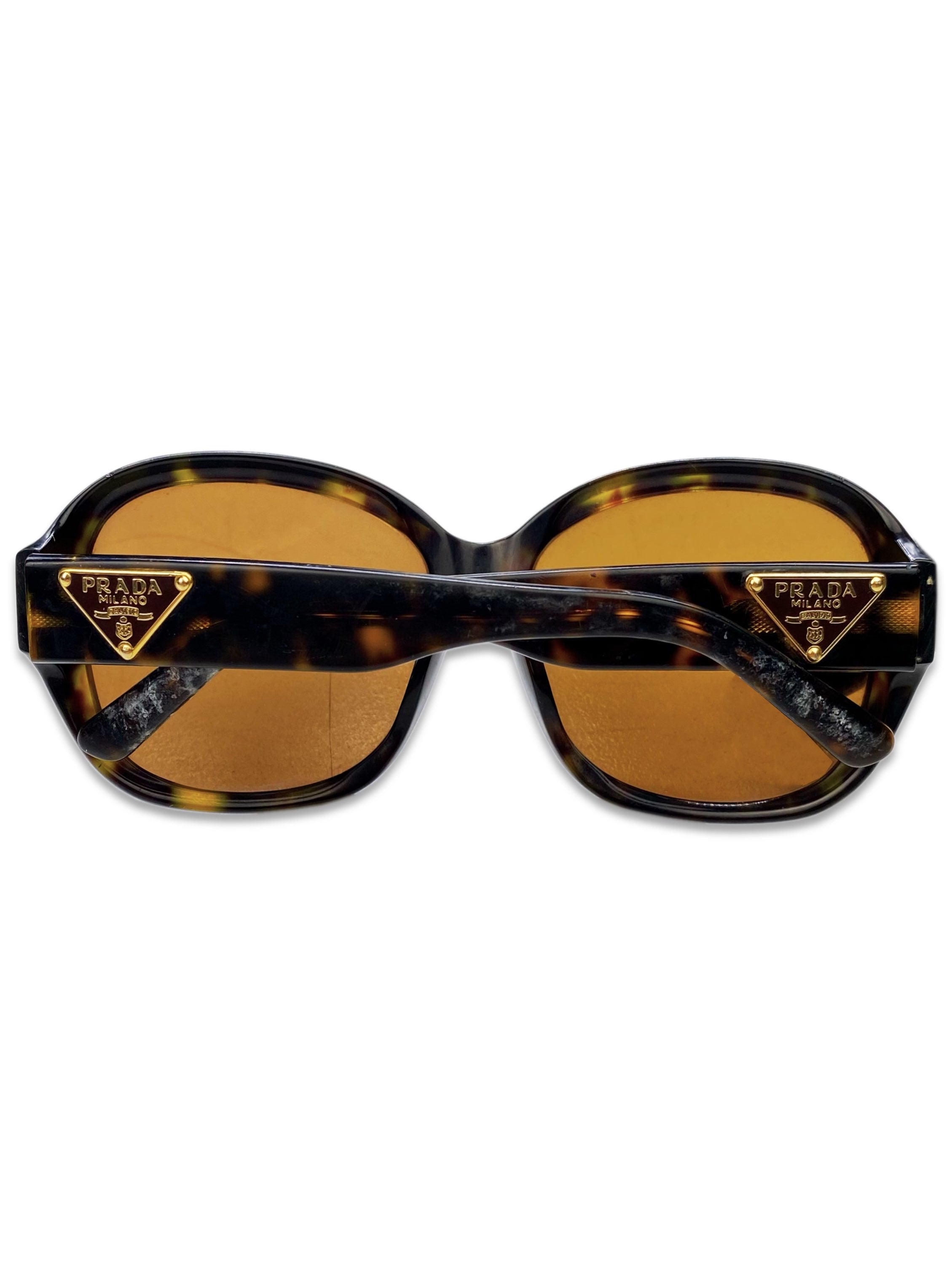Prada Warm Tint Ombré Triangle Logo Circular Sunglasses