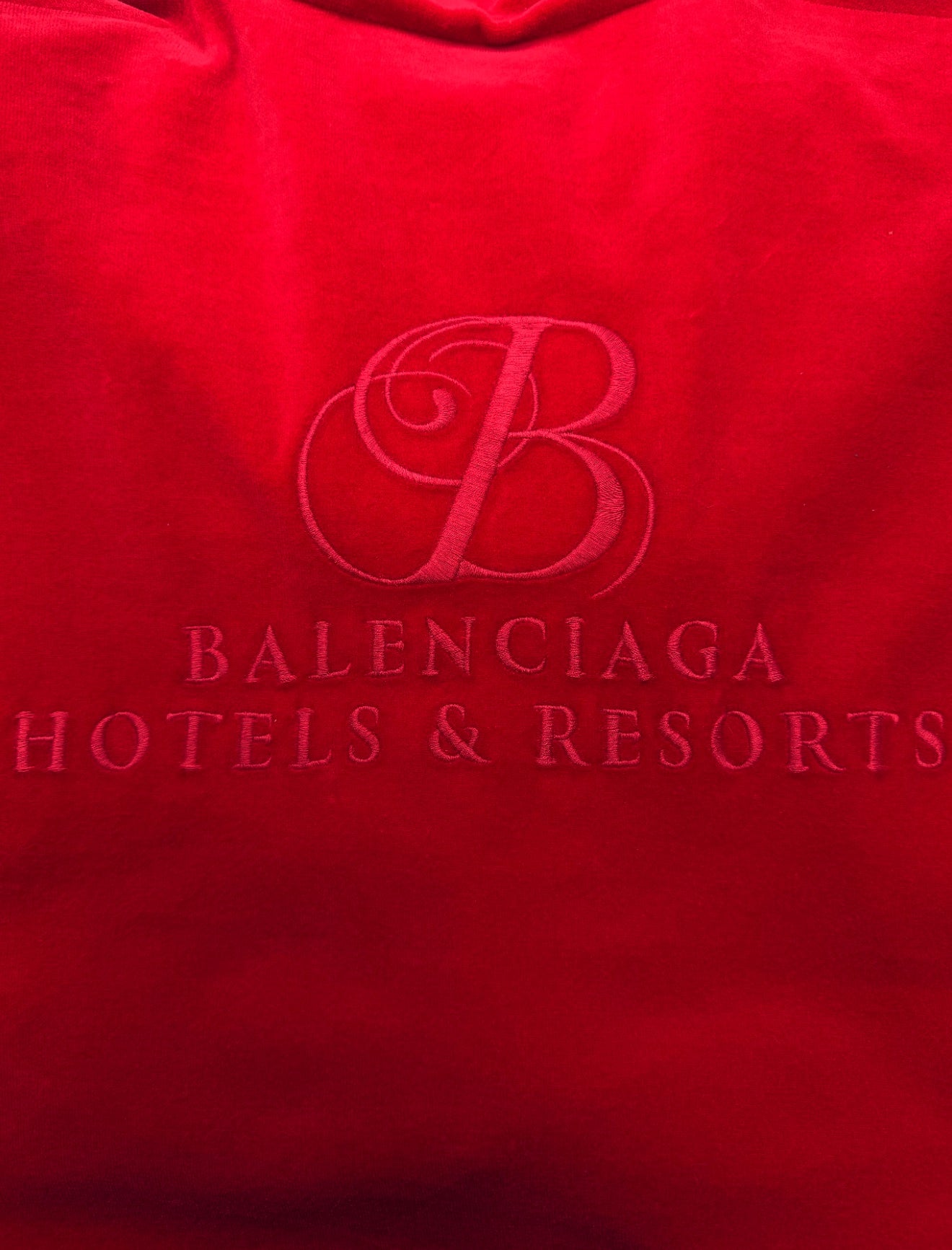 Balenciaga Housewear ‘Hotels & Resorts’ Red Velour Track Jacket