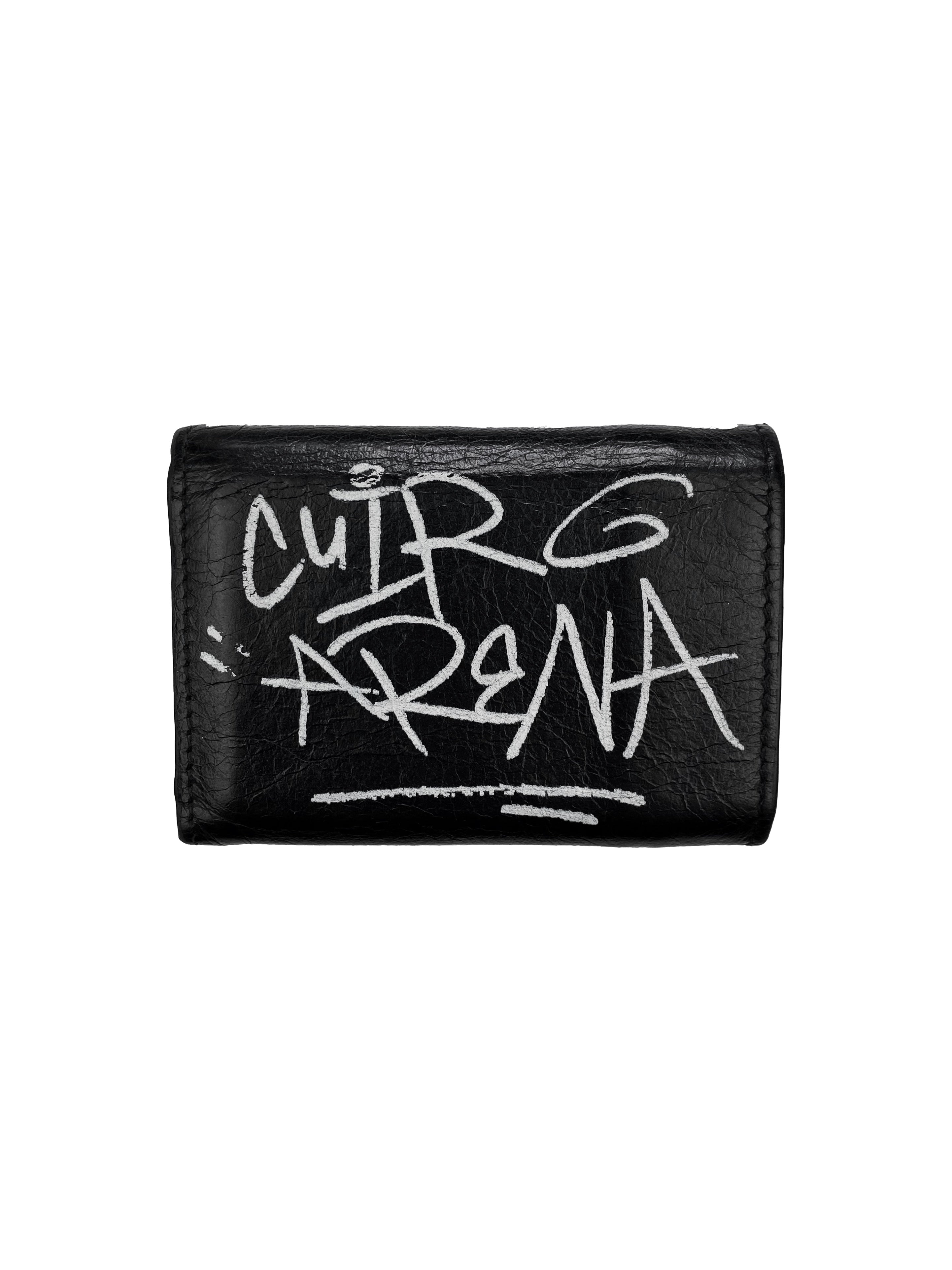 2017 Balenciaga “Graffiti” Papier Leather Mini Wallet