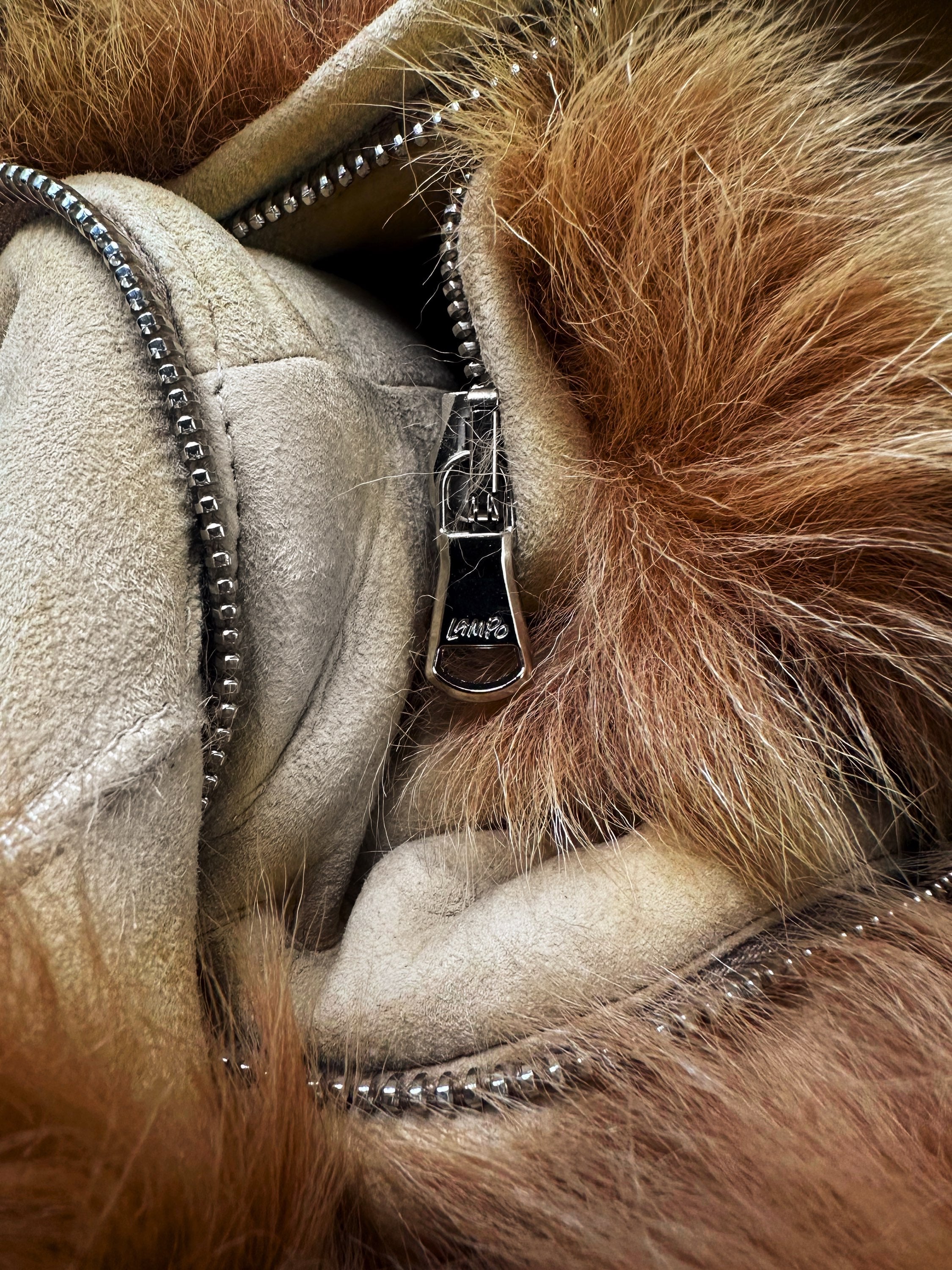 AW00 Helmut Lang ‘Rabbit Fur’ Tan Zippered Trench Coat