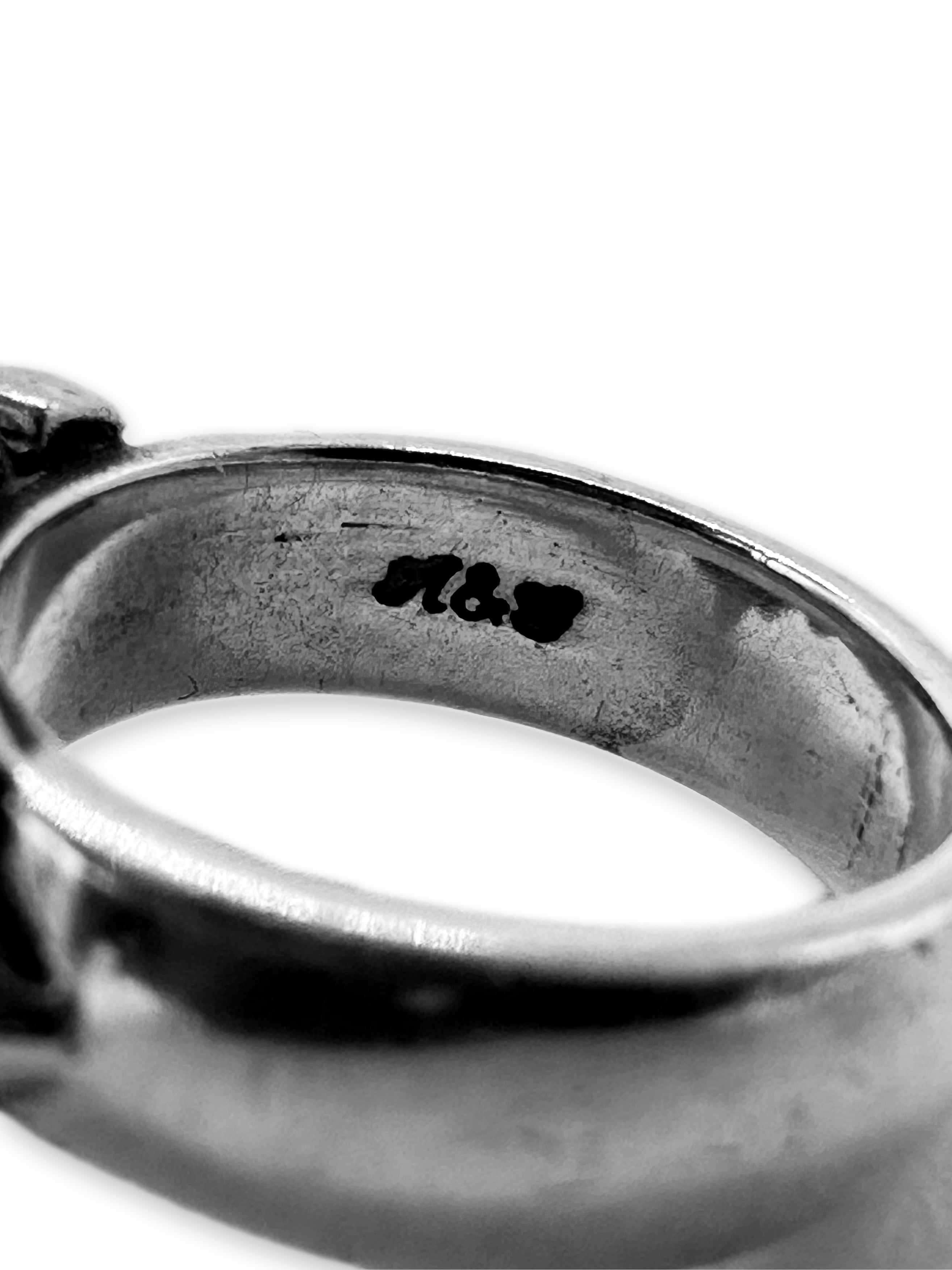 90s A&G Rock 'n Roll Couture .925 Silver Fleur Ring
