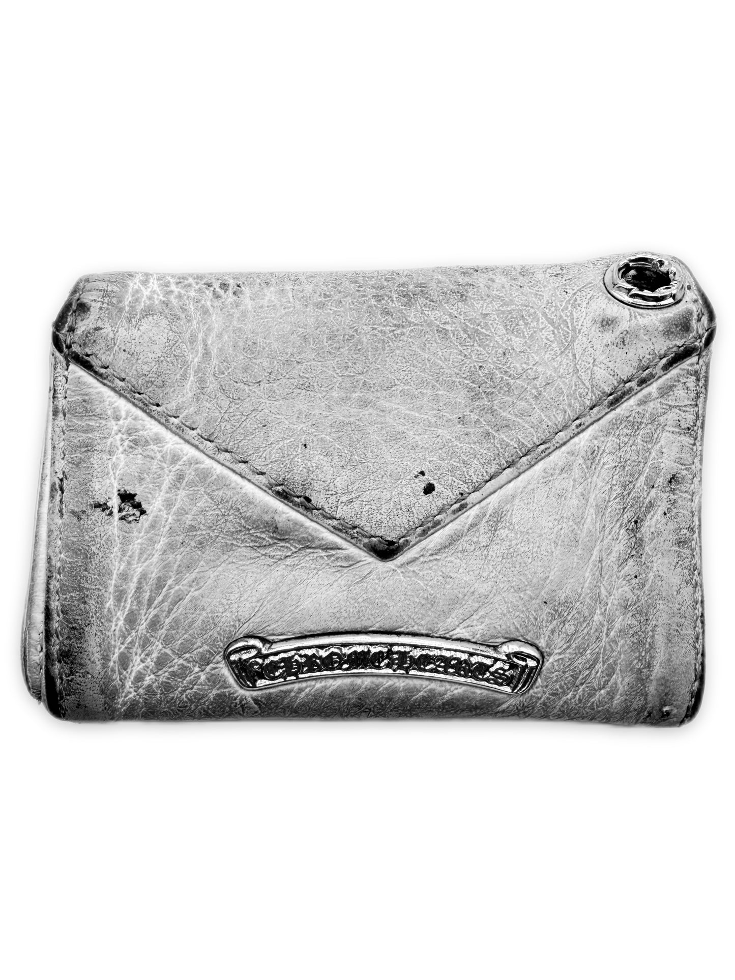 Chrome Hearts White Rhodium Tiny Plus Leather Bifold Wallet