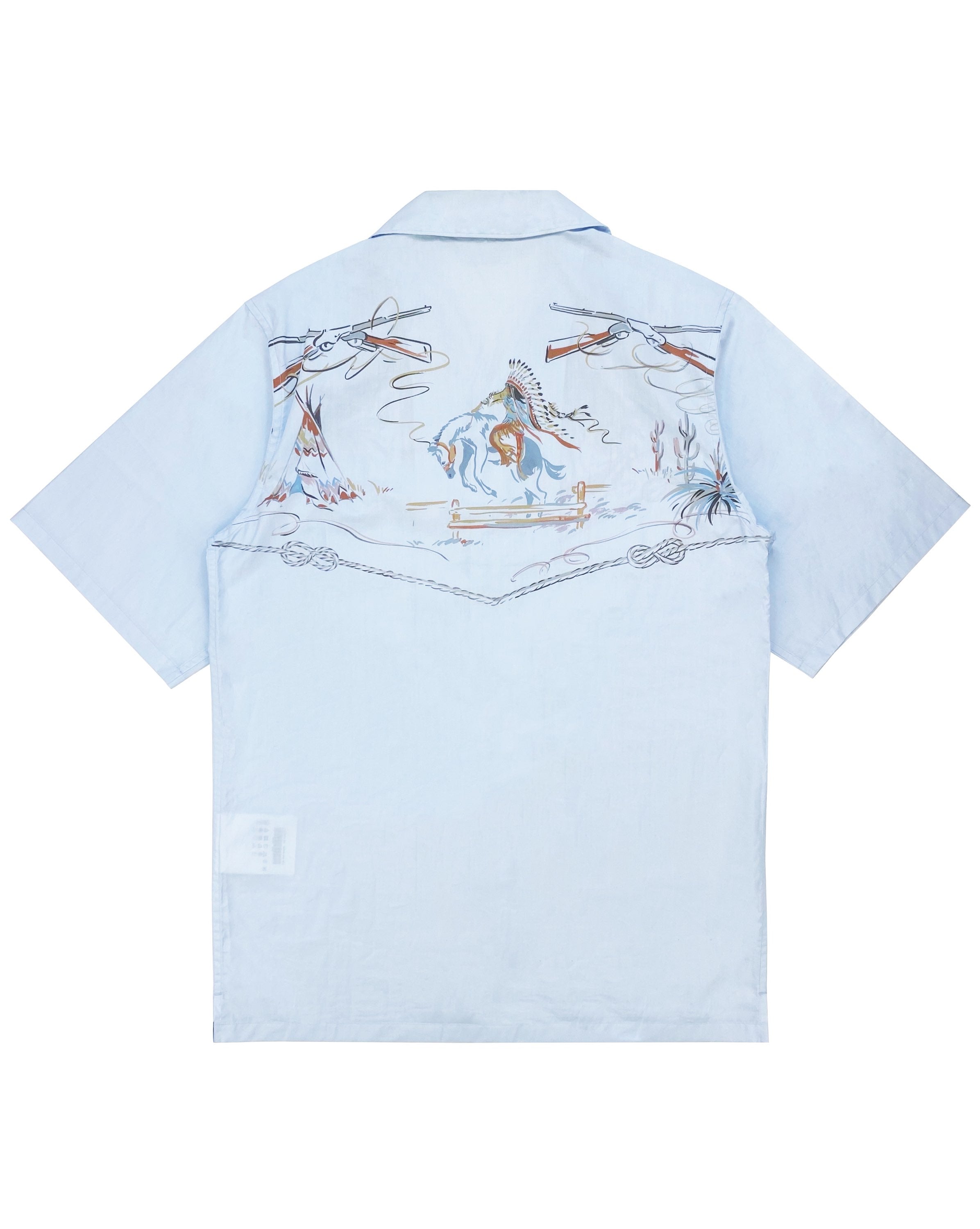 SS18 Prada Native Print Camp Collar Shortsleeve Button Up