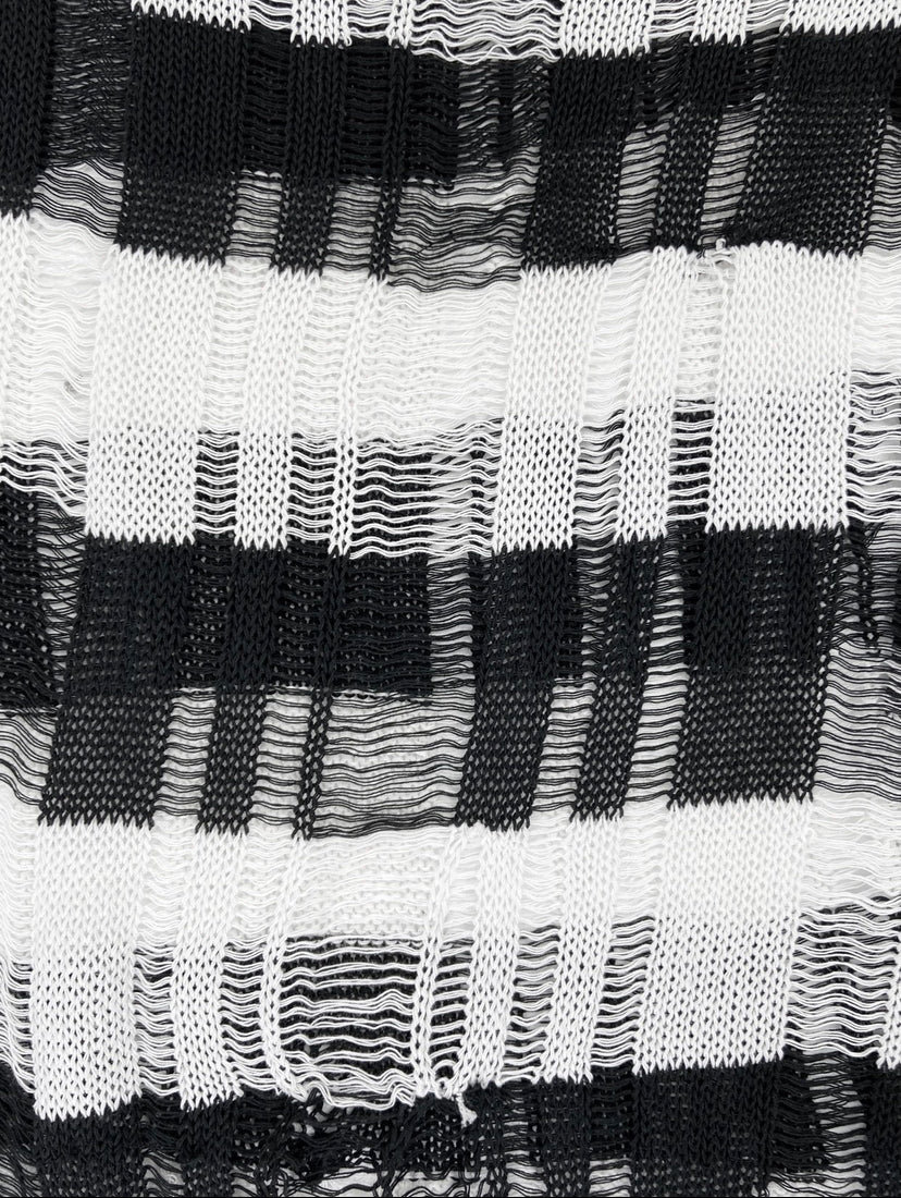 Marni Distressed Knit Striped Loose Weave Mohair Sweater