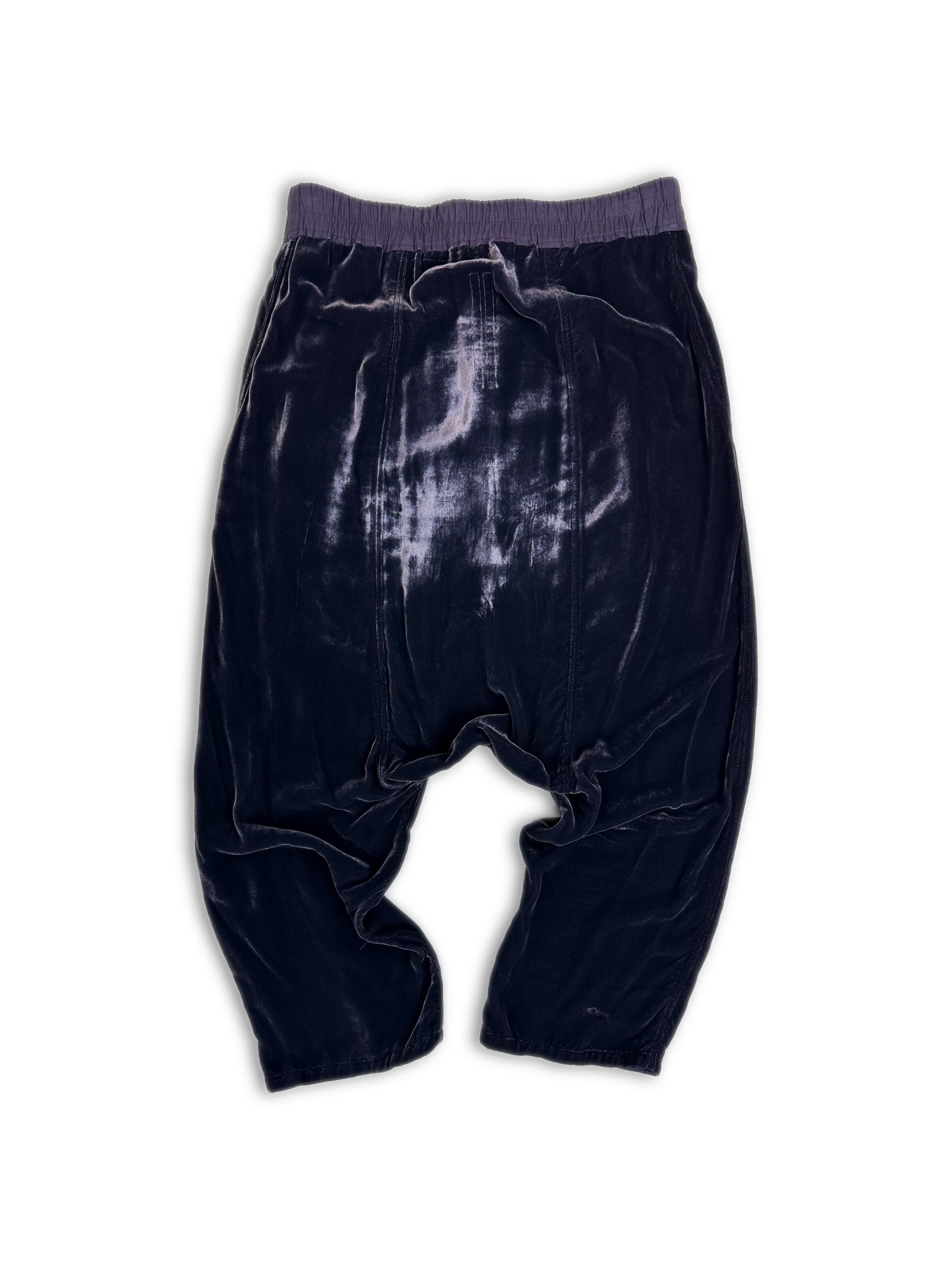 AW17 Rick Owens ‘Glitter’ Dark Purple Velvet Cropped Pants