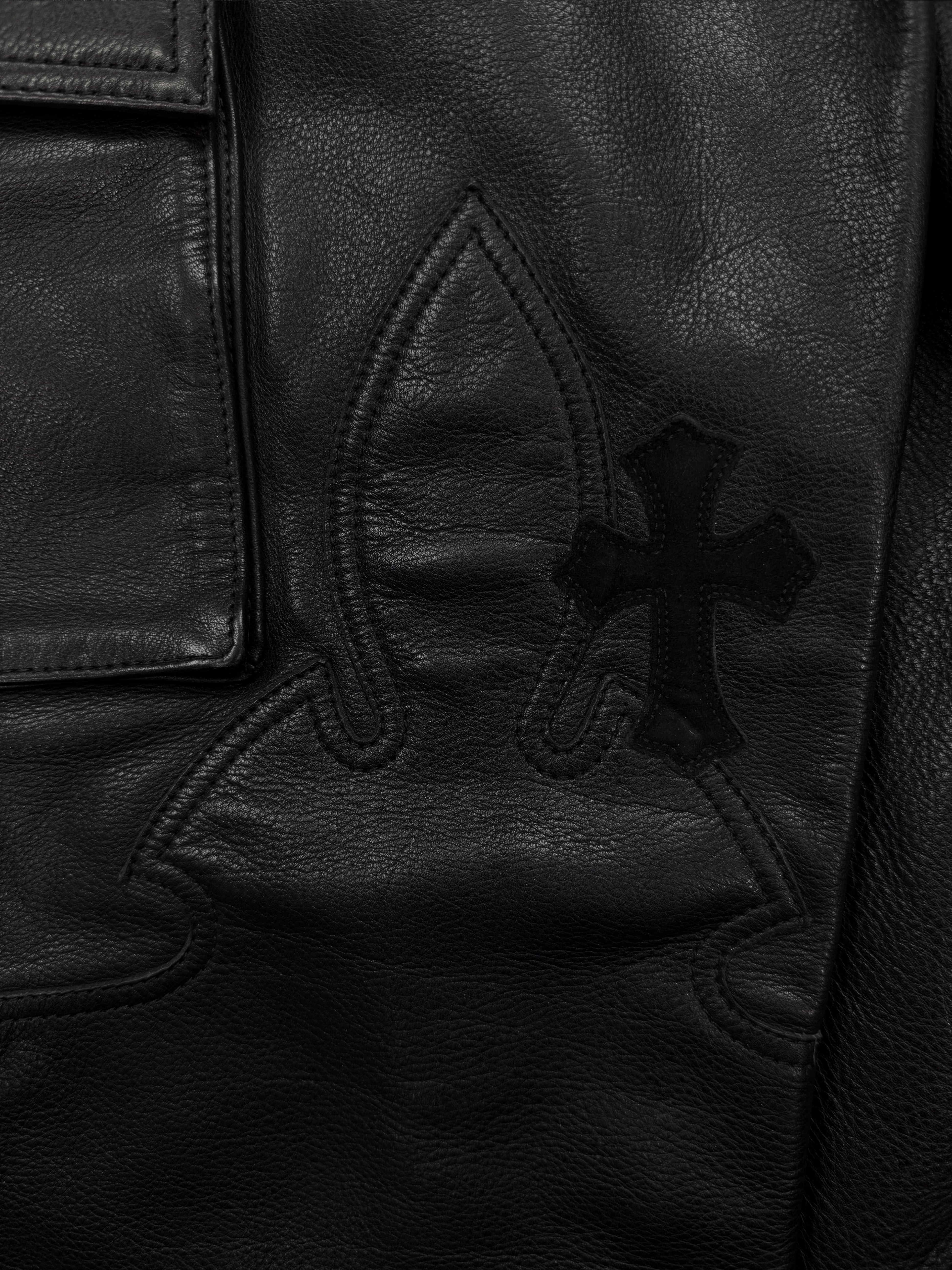 Chrome Hearts Leather ‘Fatigue’ Cargo Orange Cross Patch Pants