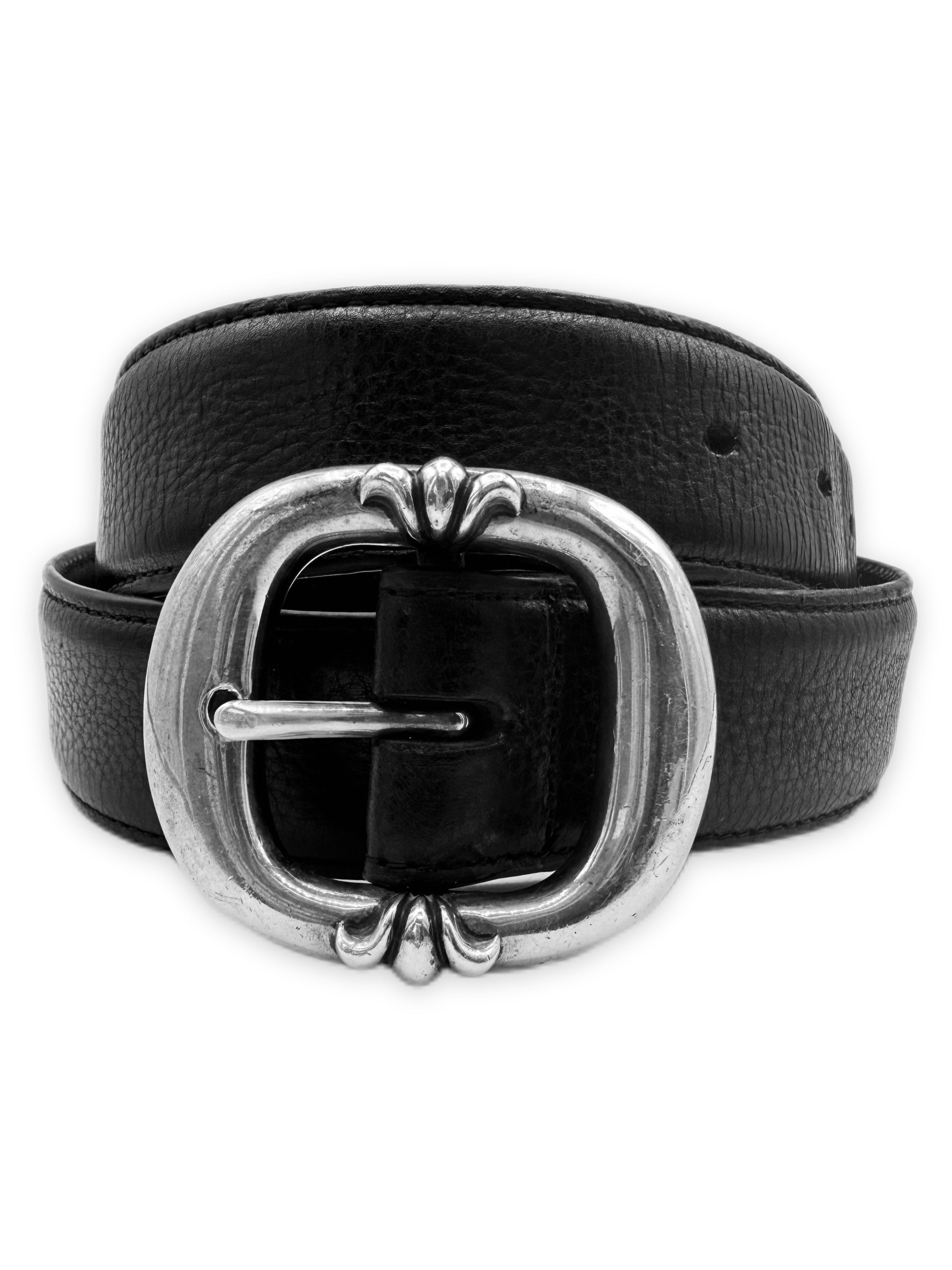 Chrome Hearts 1.5 inch Gunslinger .925 Silver Black Leather Belt