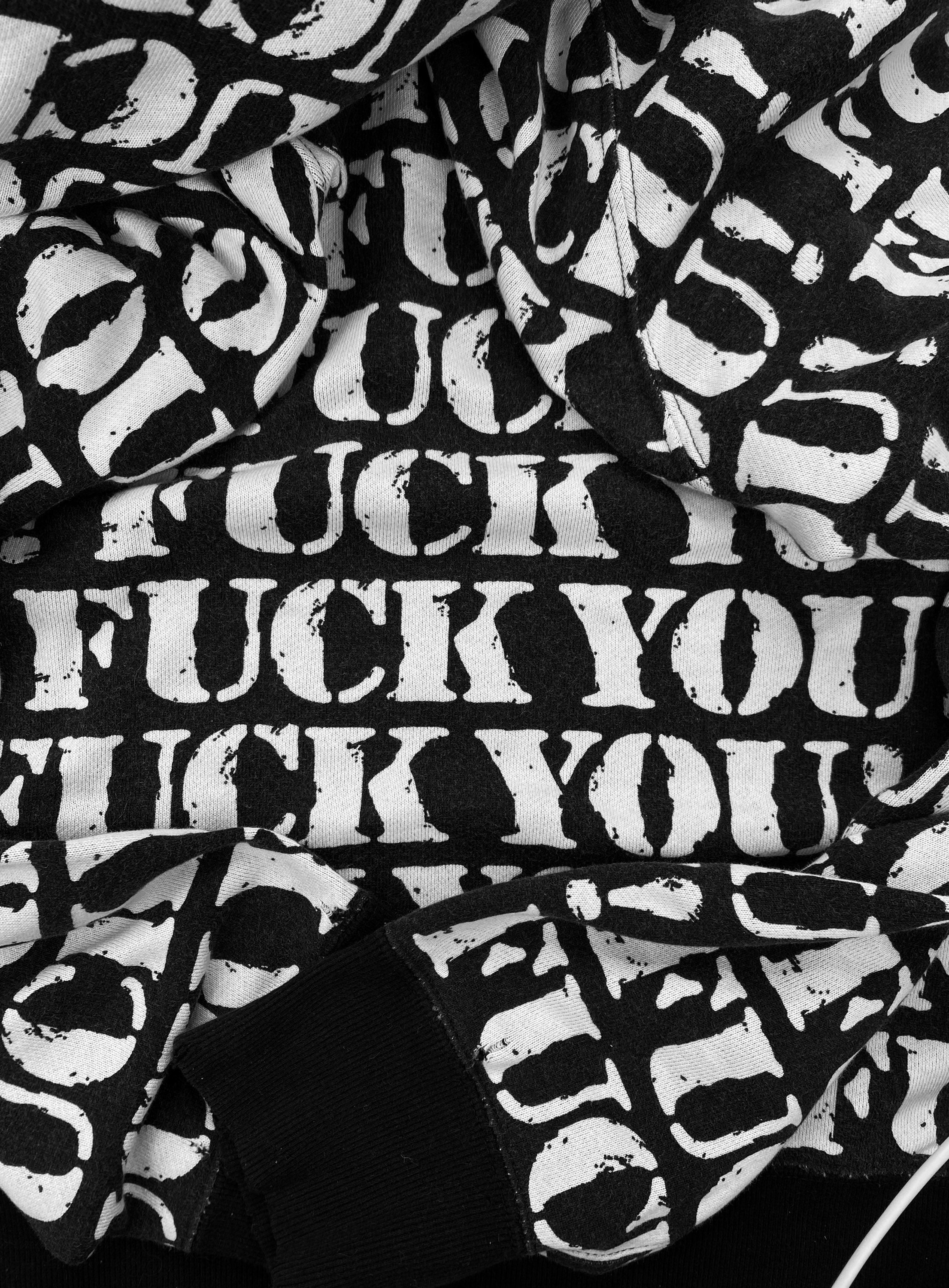 SS06 Number (N)ine ‘Fuck You!’ Full Print Script Hoodie