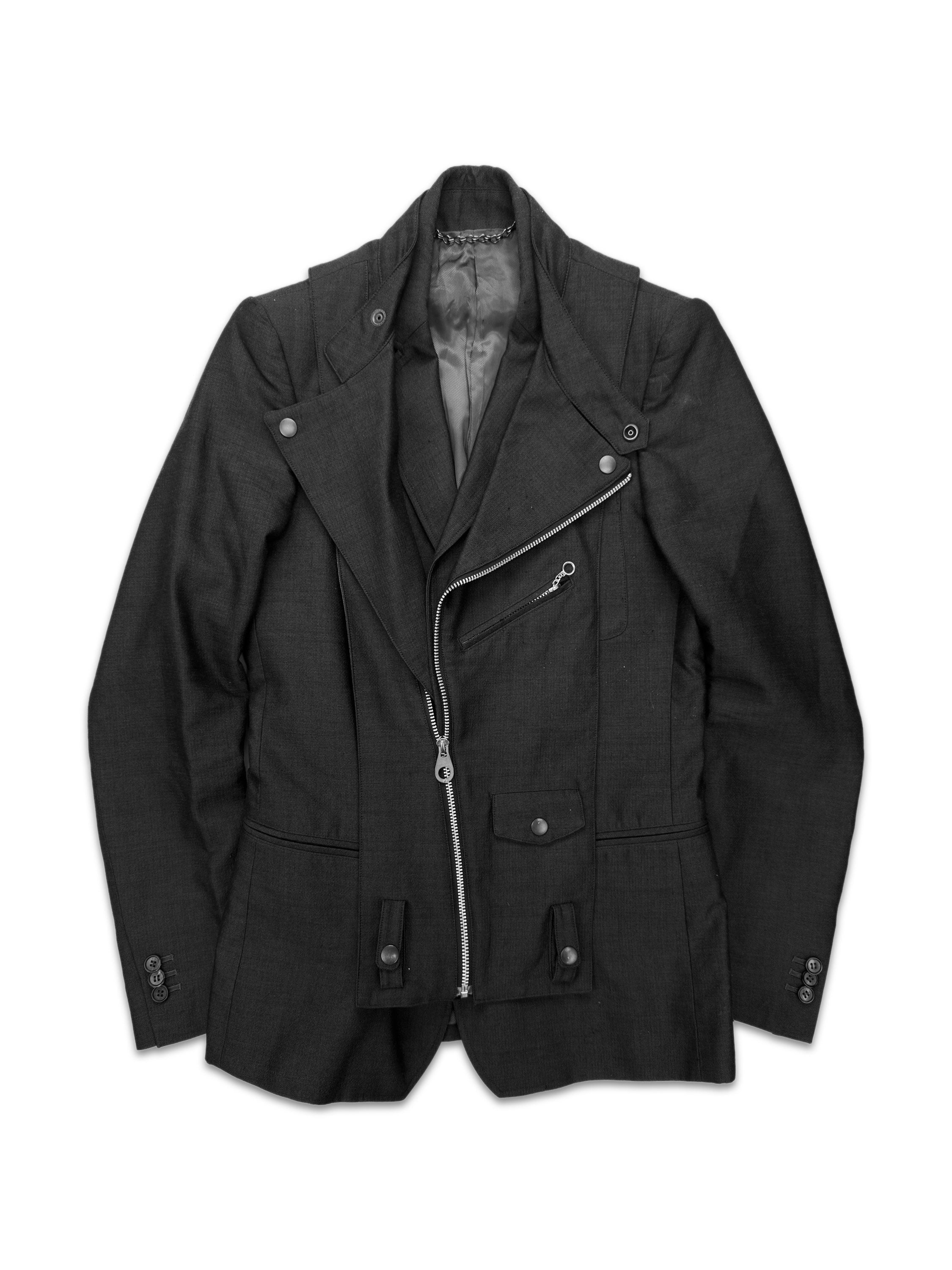 00s Mihara Yasuhiro ‘Suit/Biker’ Jacket Hybrid Grey Overcoat