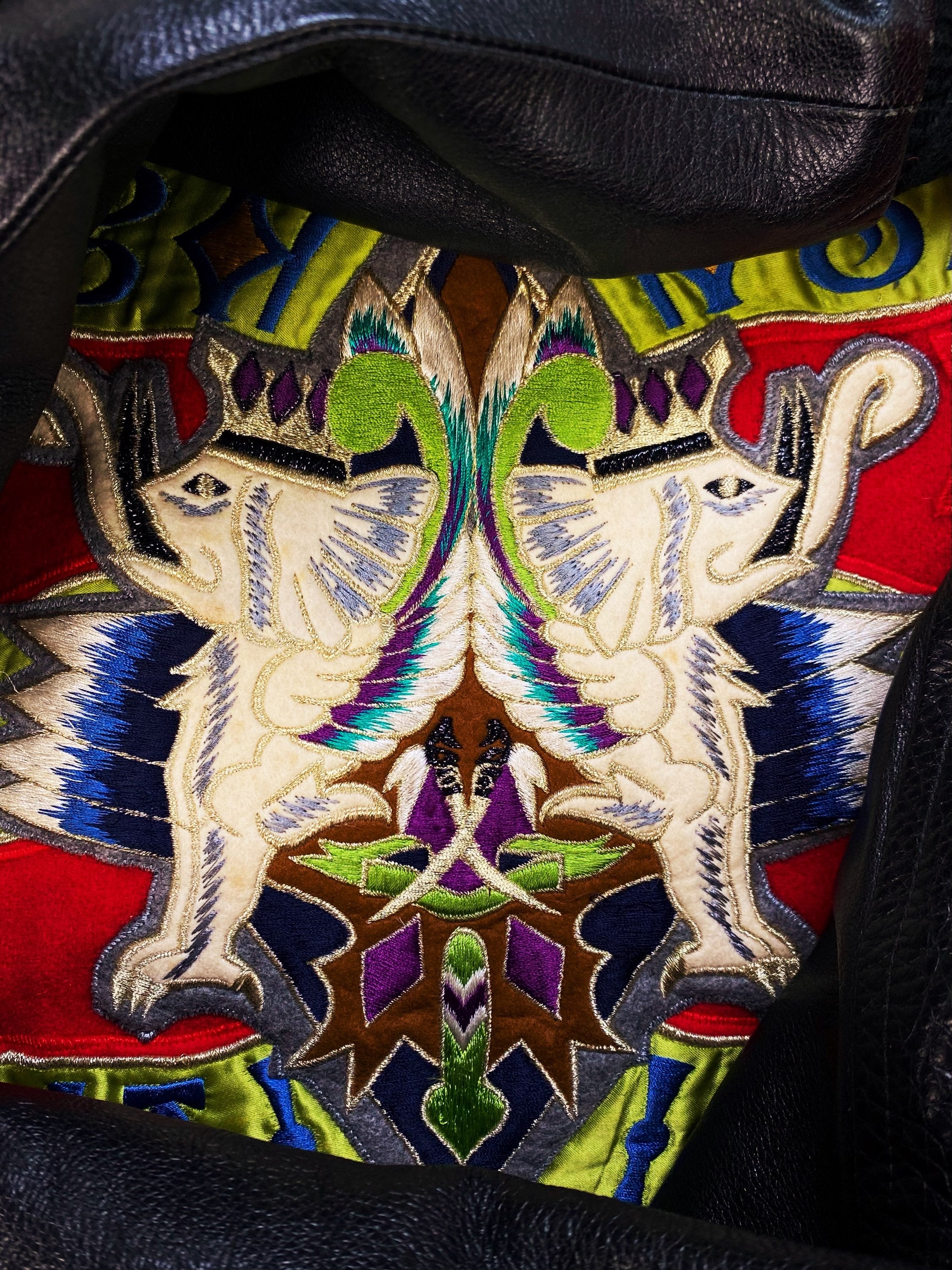 90s Kansai Yamamoto O2 Leather Patched Cherry Red Varsity Jacket