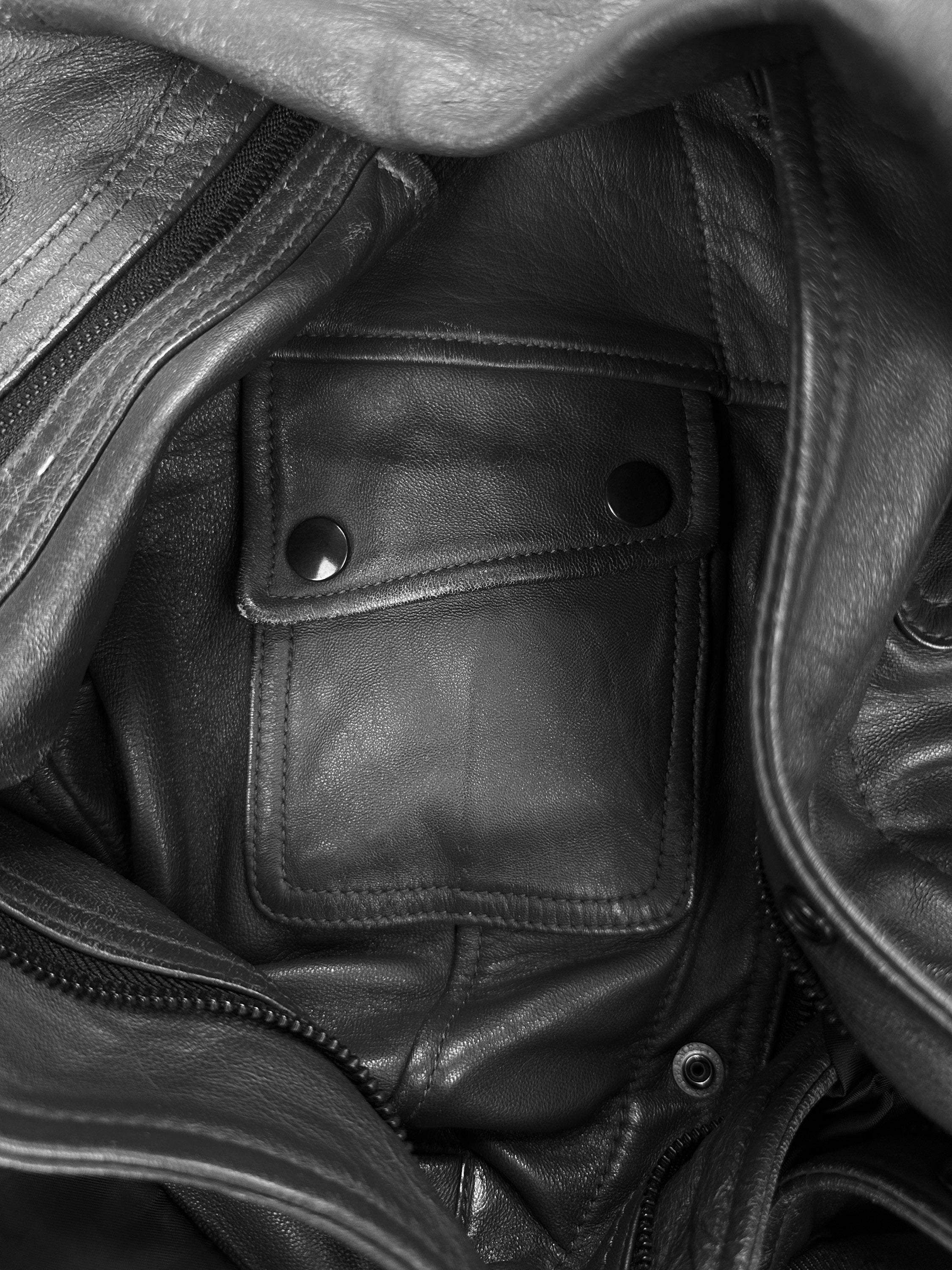 Tete Homme Dark Grey Multi Pocket Leather Jacket