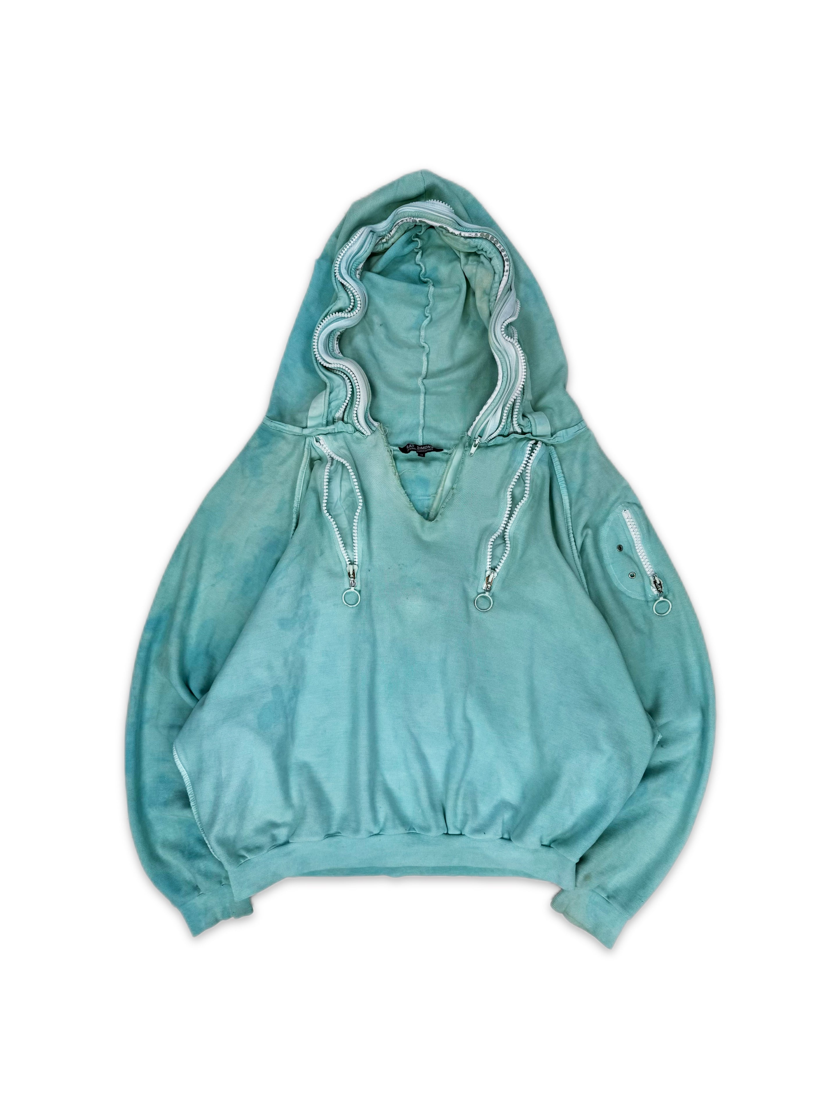 SS05 Raf Simons SAMPLE Tactical Multi-Zip Sea Foam Hoodie