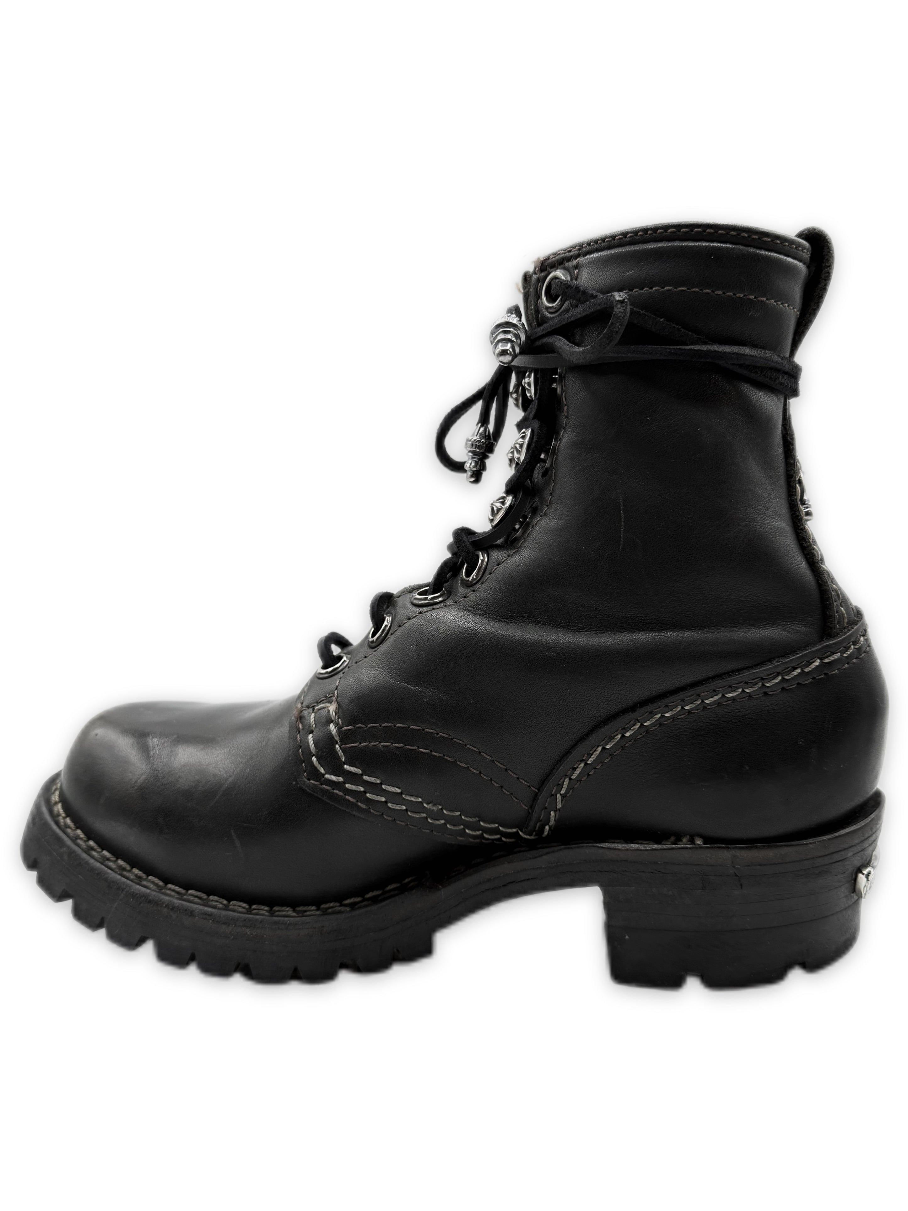 Chrome Hearts x Wesco Jobmaster Dagger Heel .925 Silver Black Leather Boots