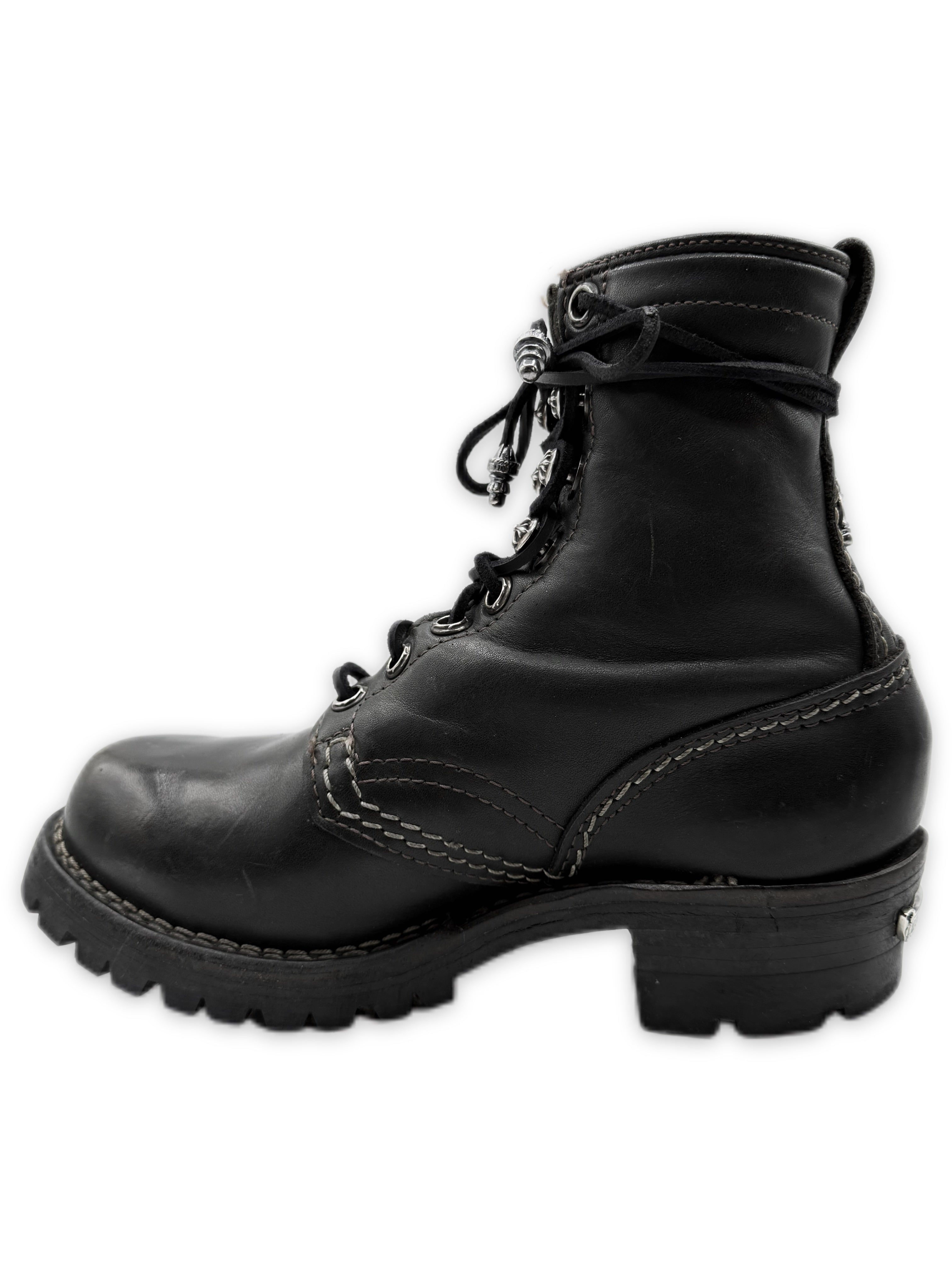 Chrome Hearts x Wesco Jobmaster Dagger Heel .925 Silver Black Leather Boots