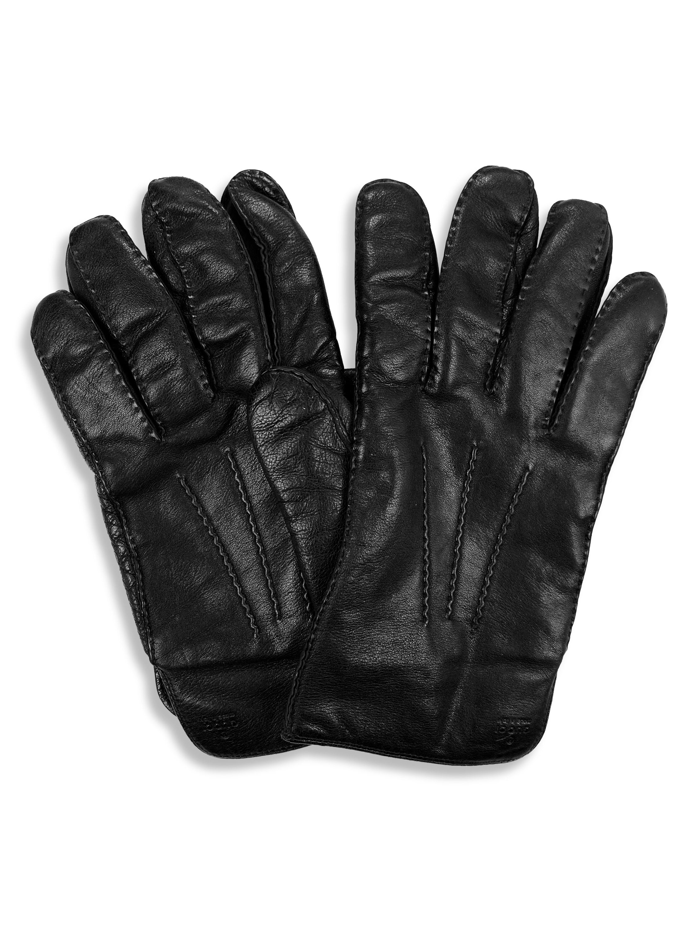 Gucci by Tom Ford Leather Embossed Black Gloves