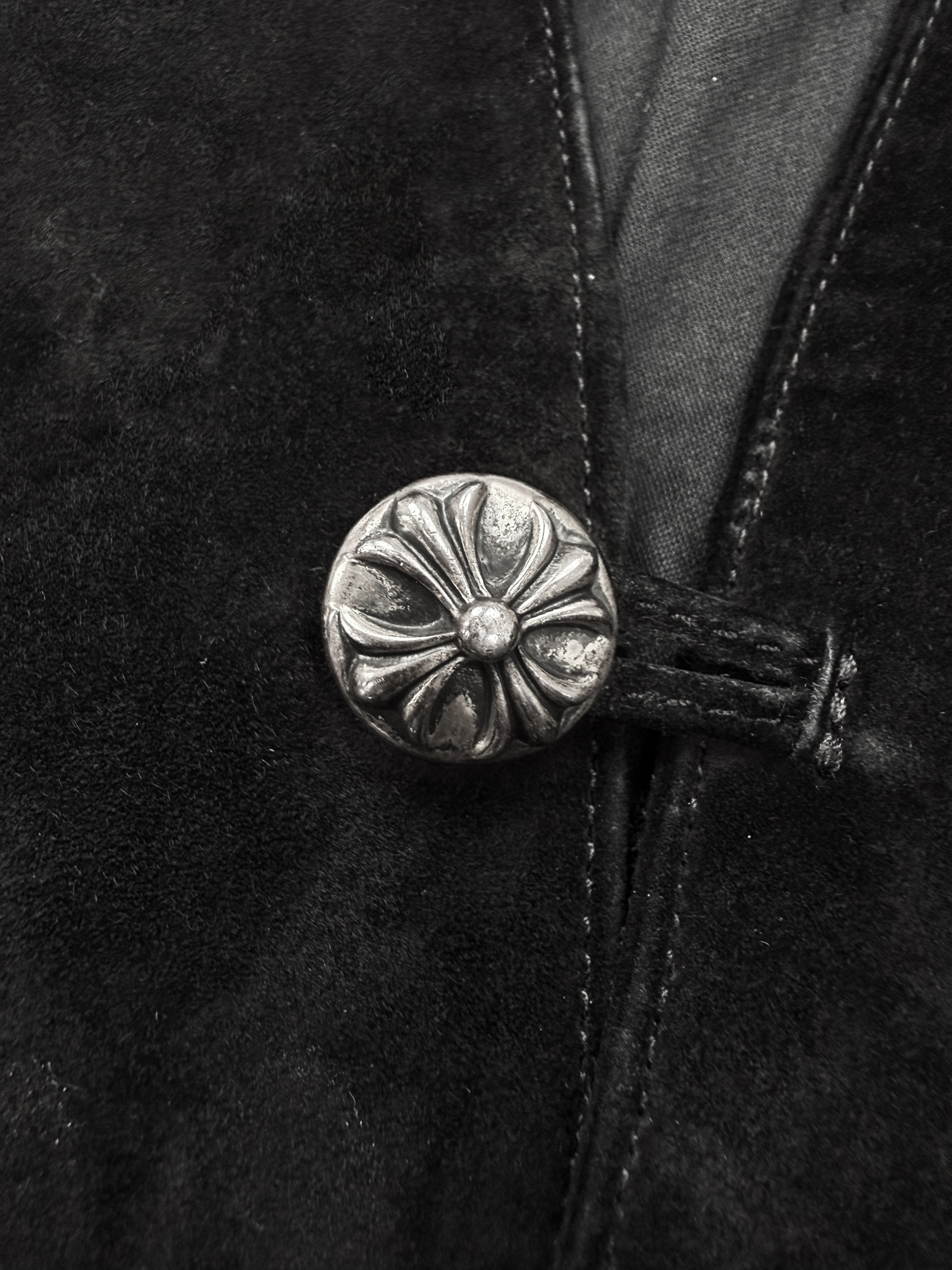 Chrome Hearts ‘Fleur de Lis’ Leather Patch Suede Cross Button Vest