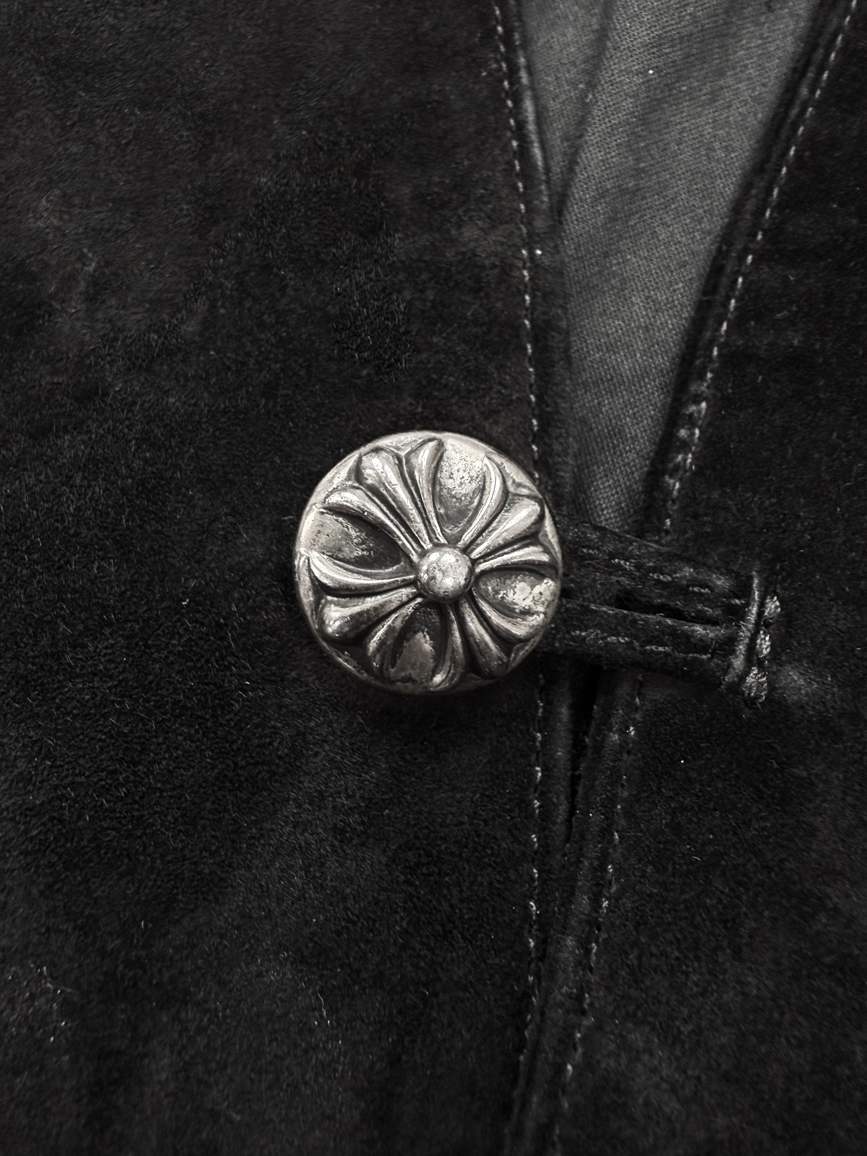 Chrome Hearts ‘Fleur de Lis’ Leather Patch Suede Cross Button Vest