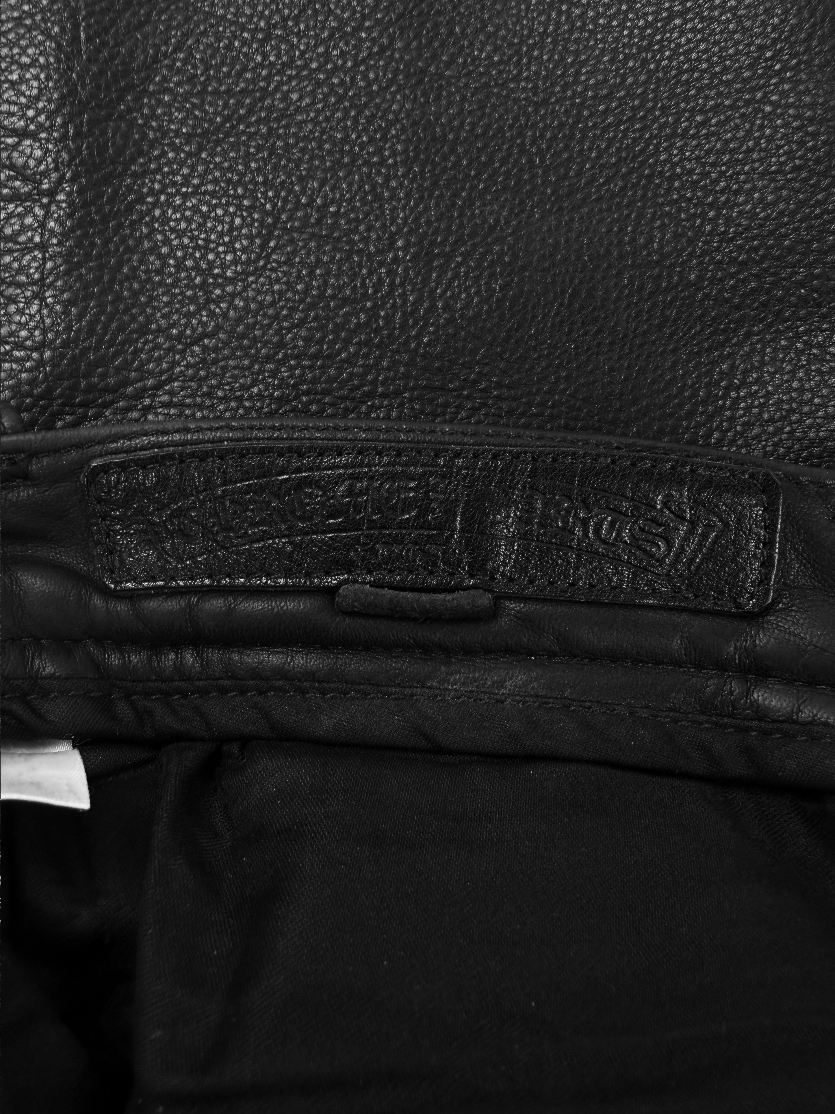 Chrome Hearts 30 Cross Patch Back Buckle Gunslinger Leather Fleur Knee Pants