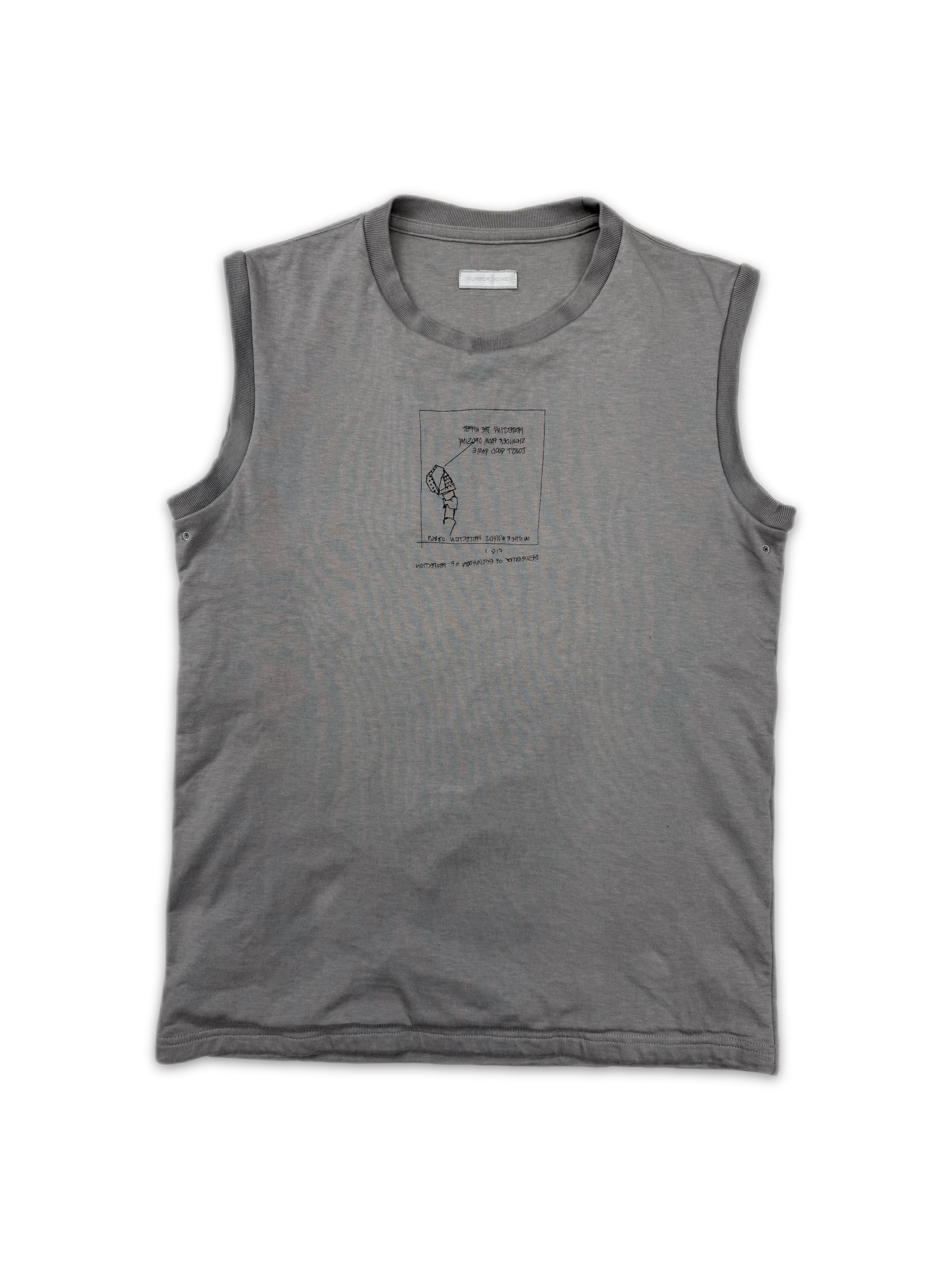 00s Number (N)ine Grey Sleeveless Graphic Tank Top
