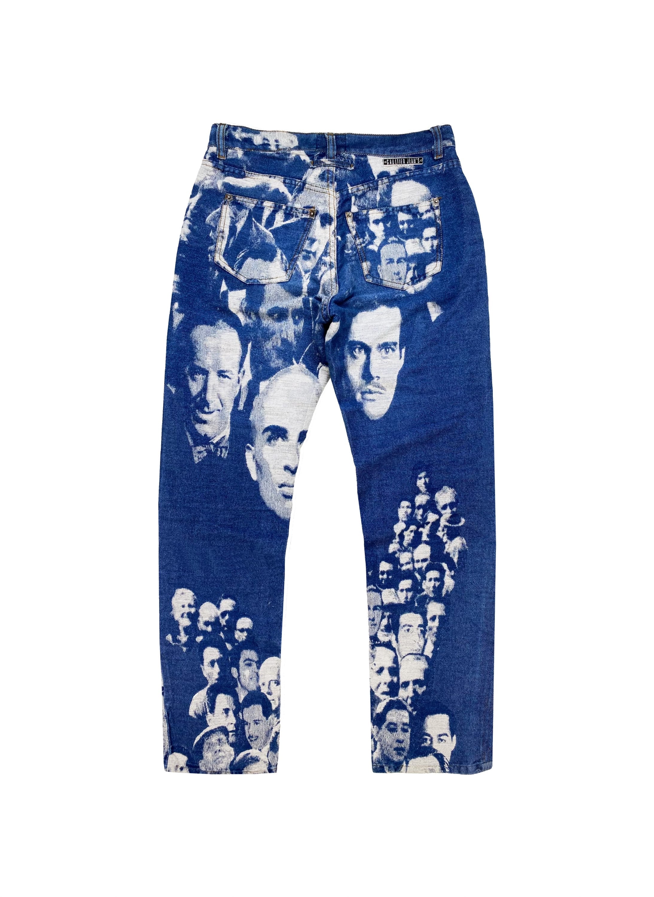 AW92 Jean Paul Gaultier “Faces” Jacquard Woven Denim Jeans
