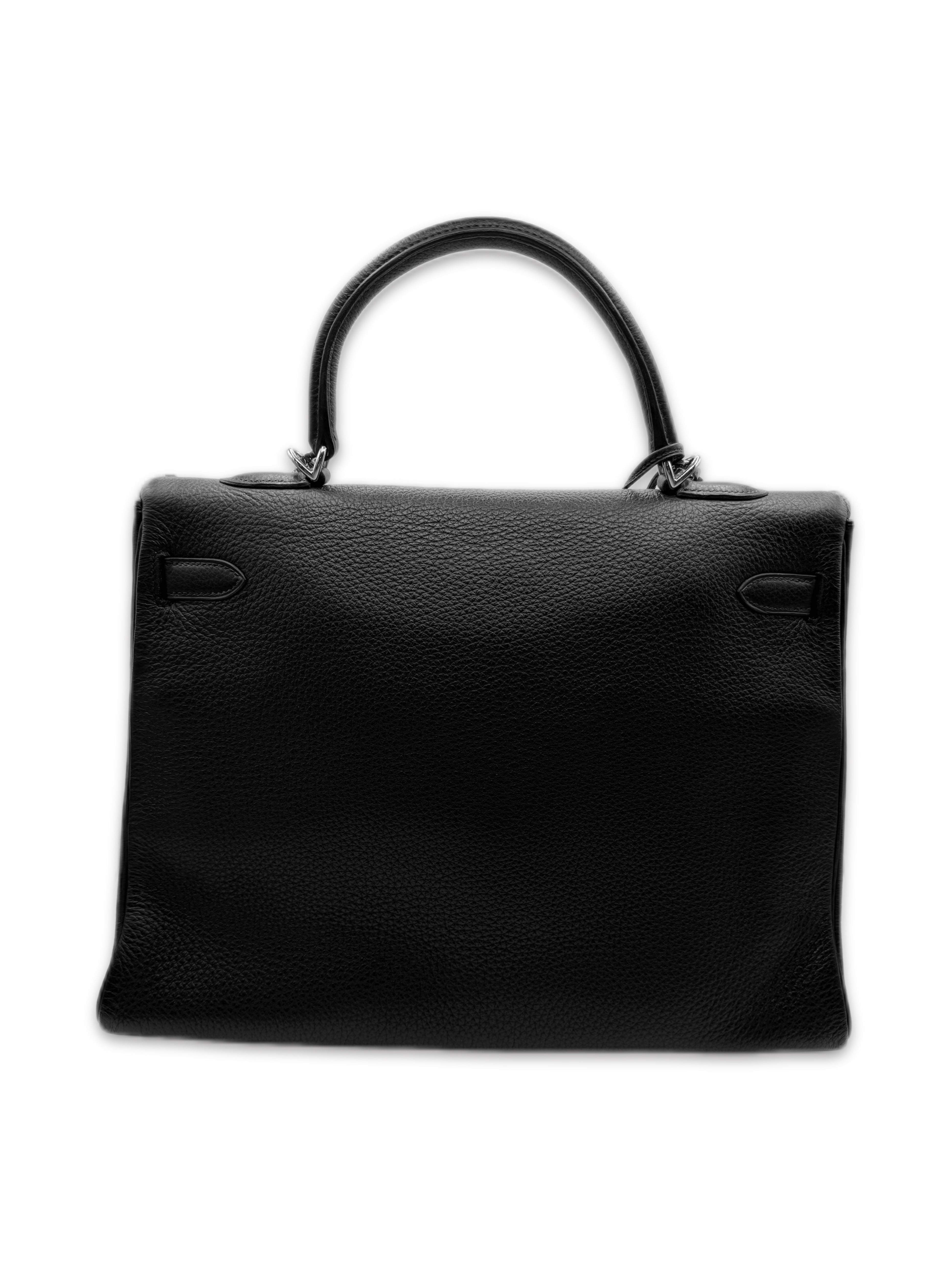 2002 Hermès Kelly 35 Retourne Black Togo Palladium Hand Bag