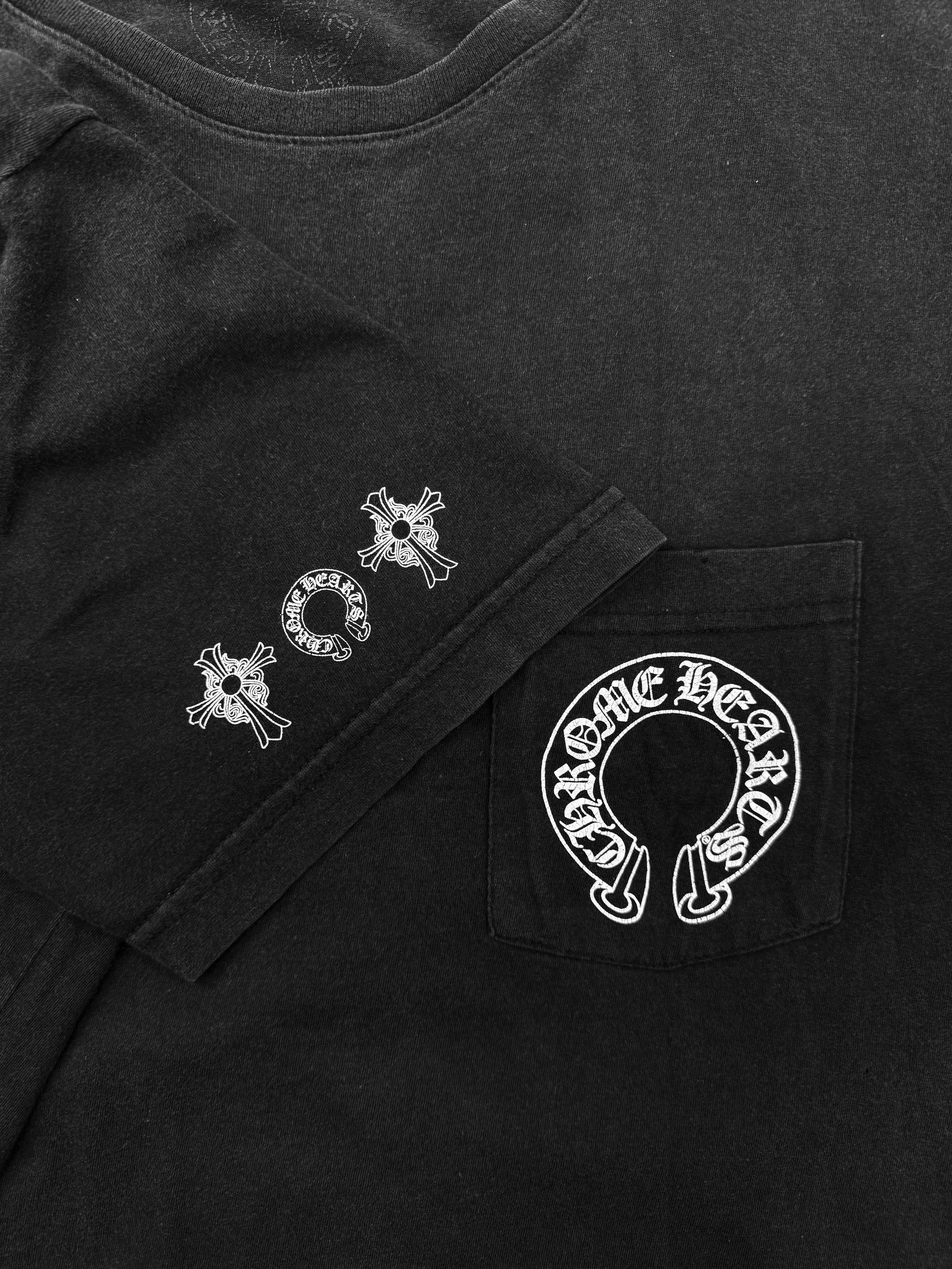 Chrome Hearts T Bar Triple Sleeve Logo Faded Vintage T-Shirt