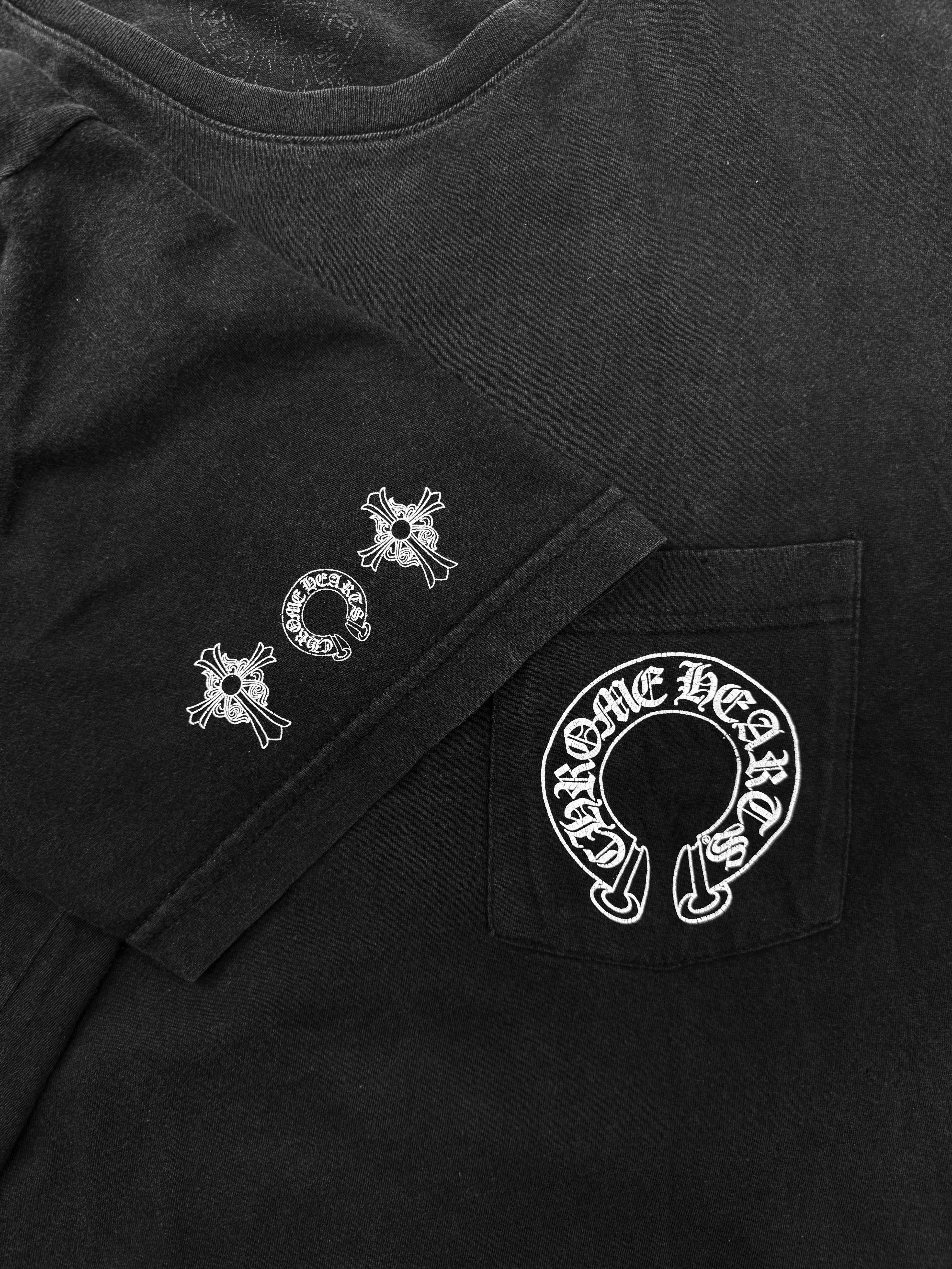Chrome Hearts T Bar Triple Sleeve Logo Faded Vintage T-Shirt
