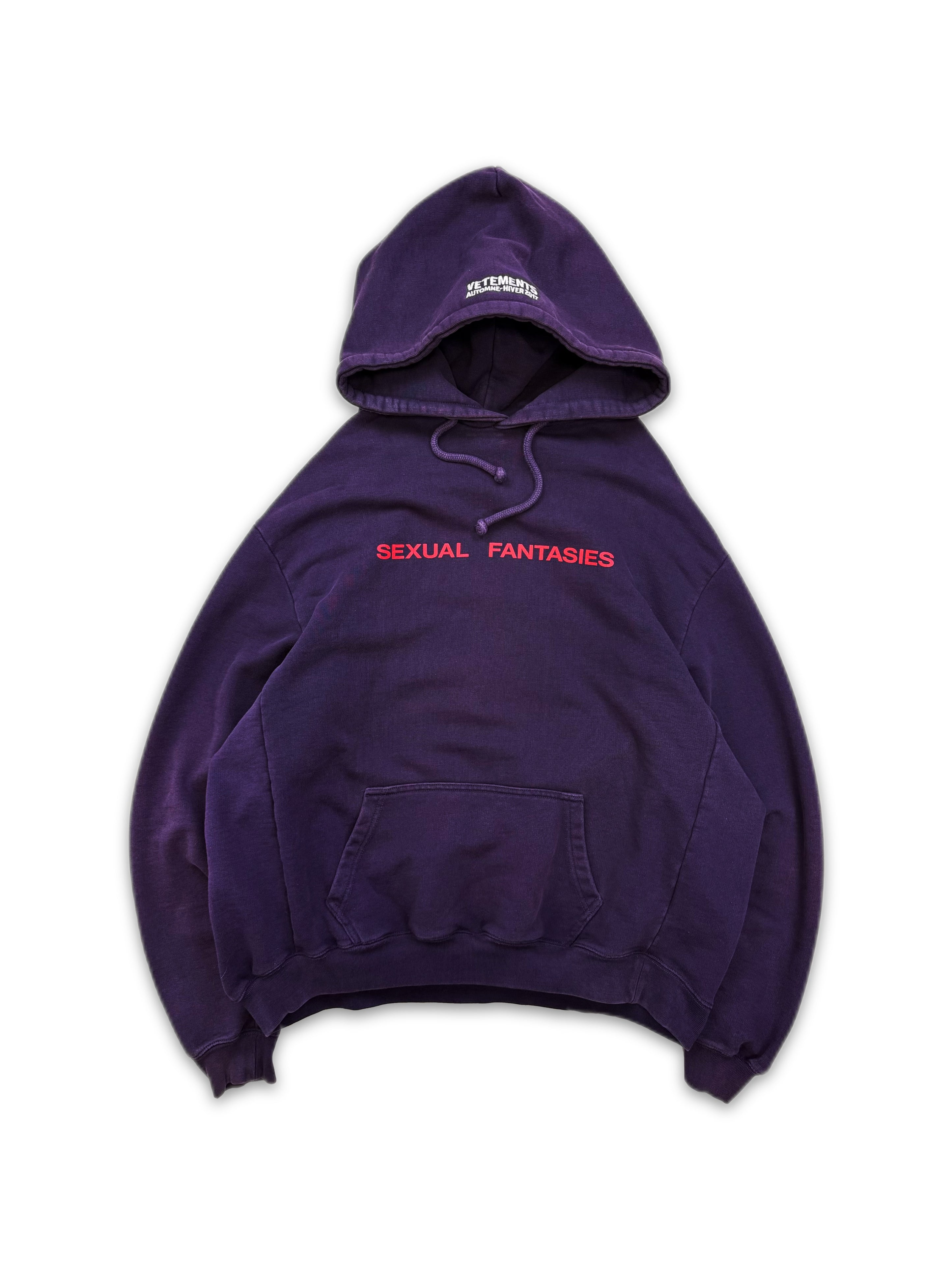 AW16 Vetements Homme ‘Sexual Fantasies’ Purple Slogan Hoodie