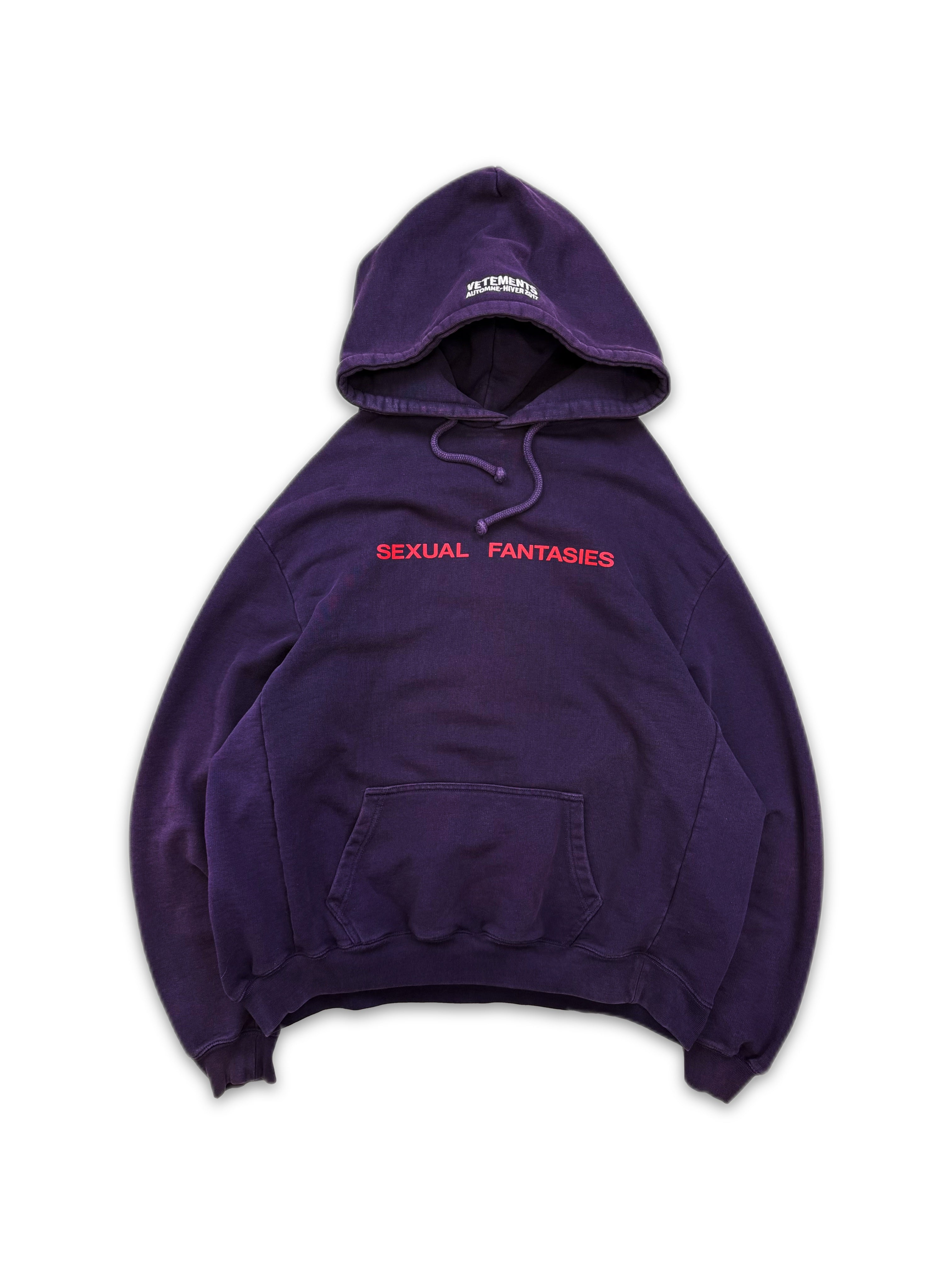 AW16 Vetements Homme ‘Sexual Fantasies’ Purple Slogan Hoodie