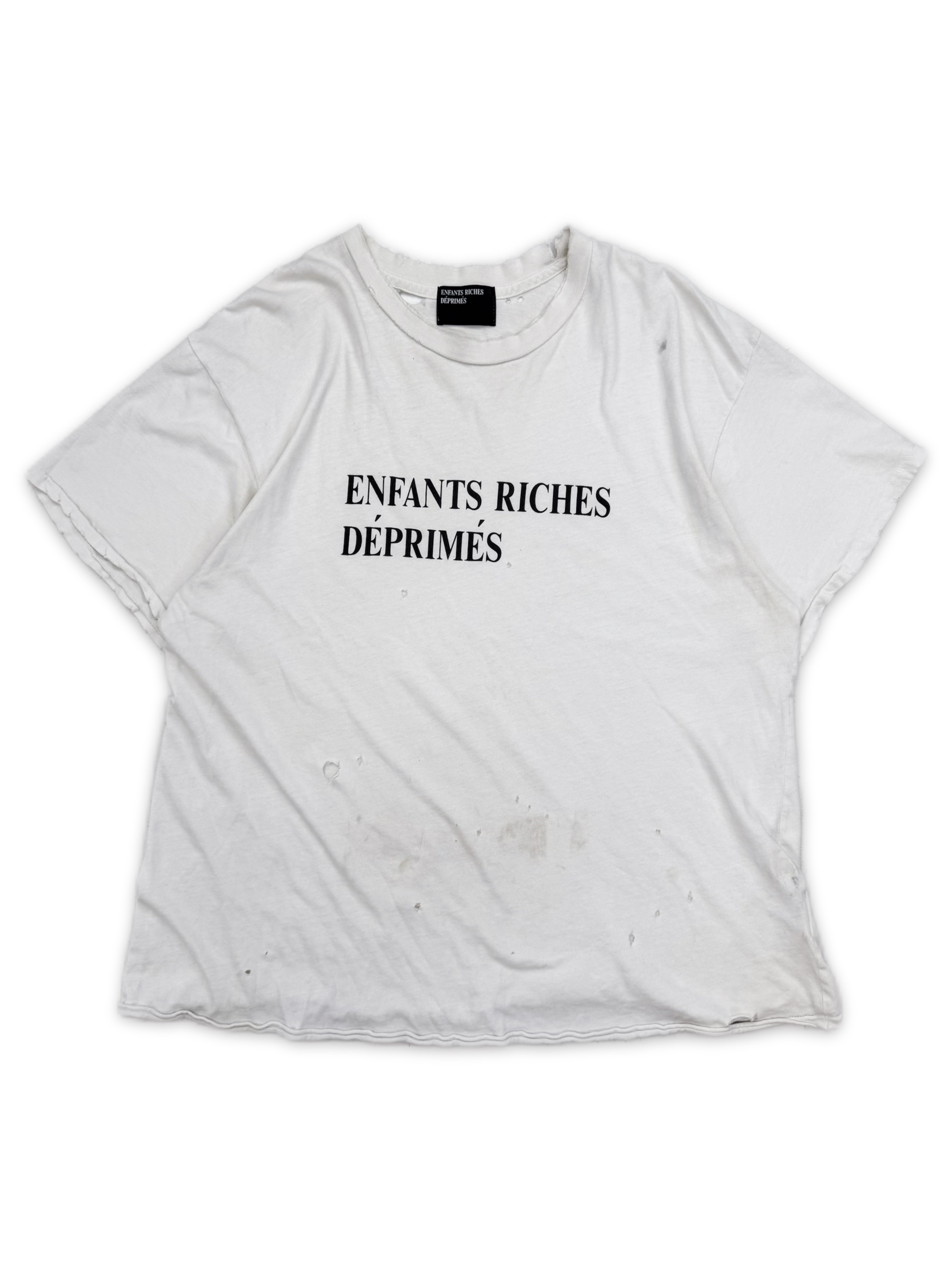 Enfants Riches Deprimes White Distressed Logo T-Shirt